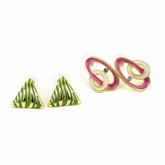 Yellow Chimes two pairs earrings - fashionable combo