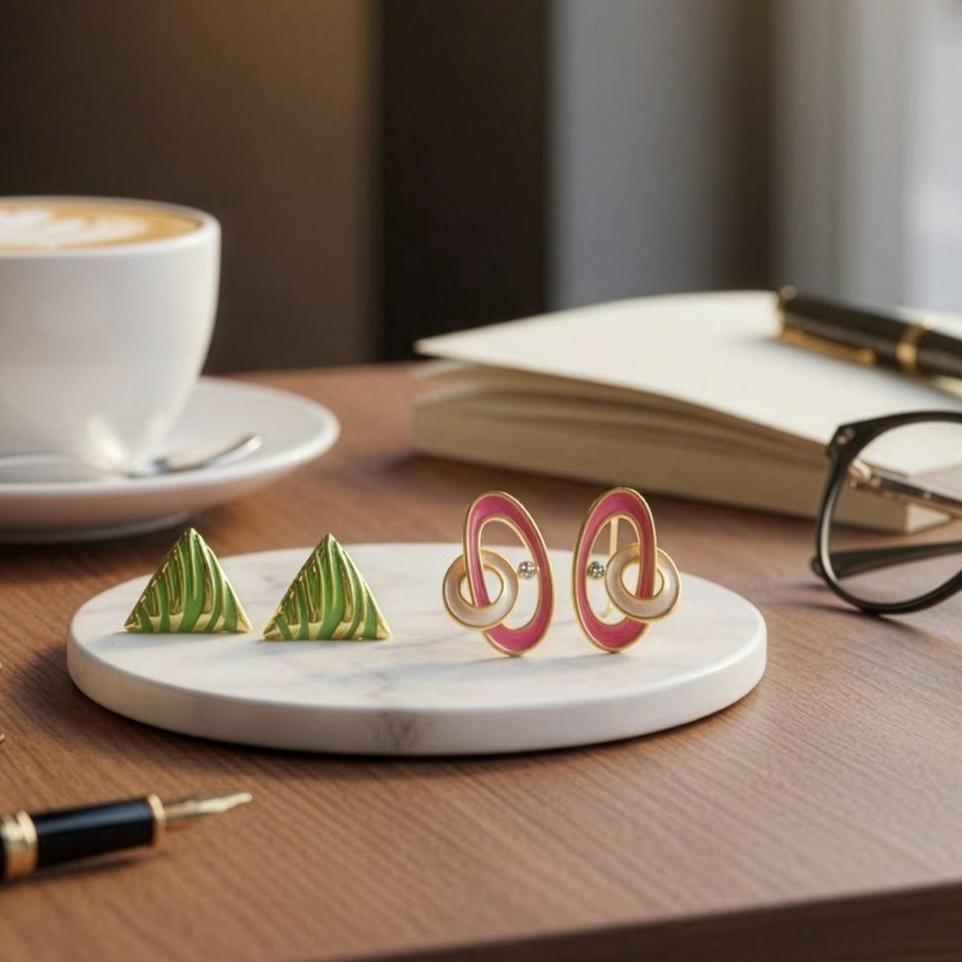 Yellow Chimes elegant stud earrings - party look