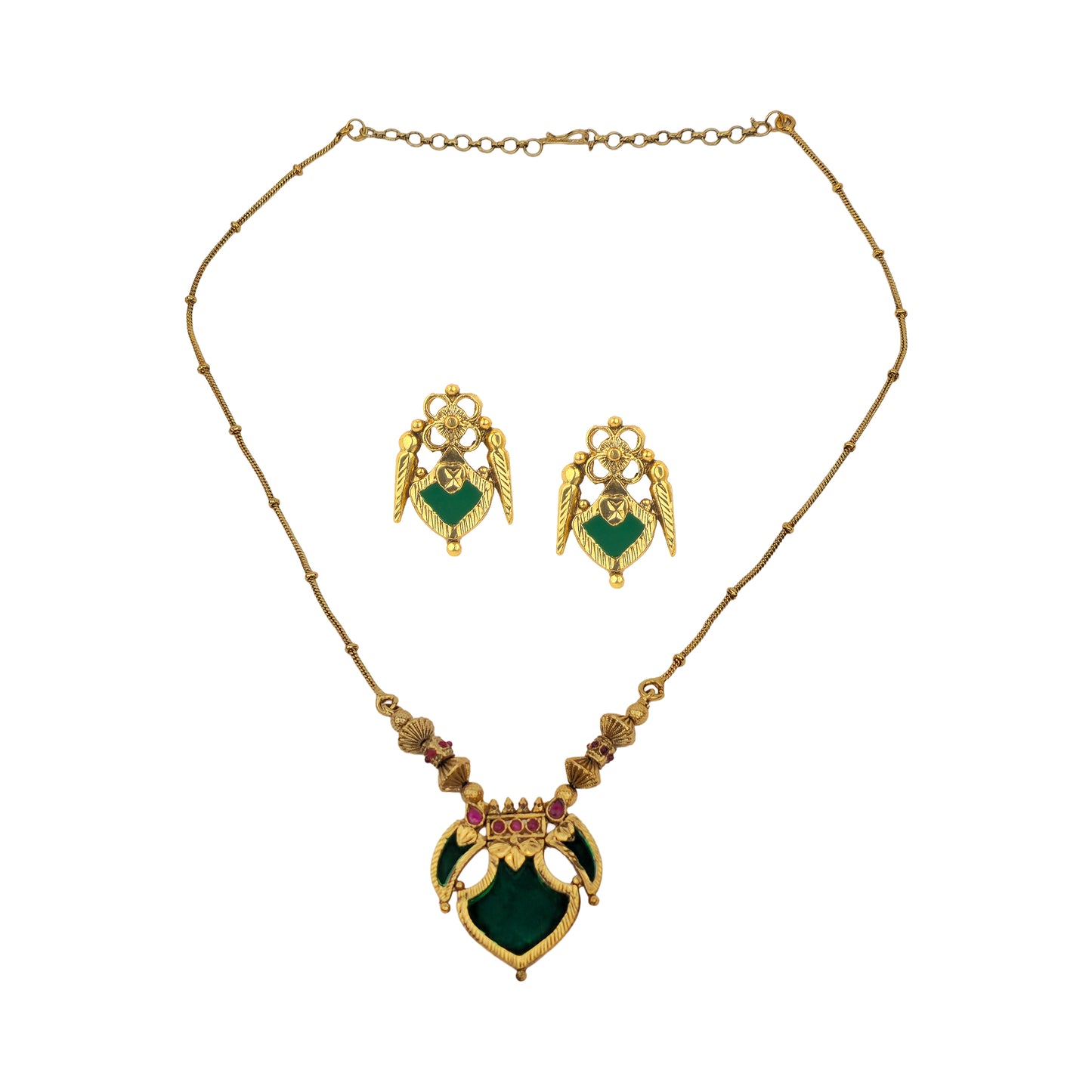 Yellow Chimes elegant necklace for women - temple visit