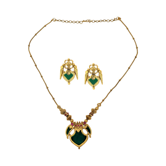 Yellow Chimes elegant necklace for women - temple visit