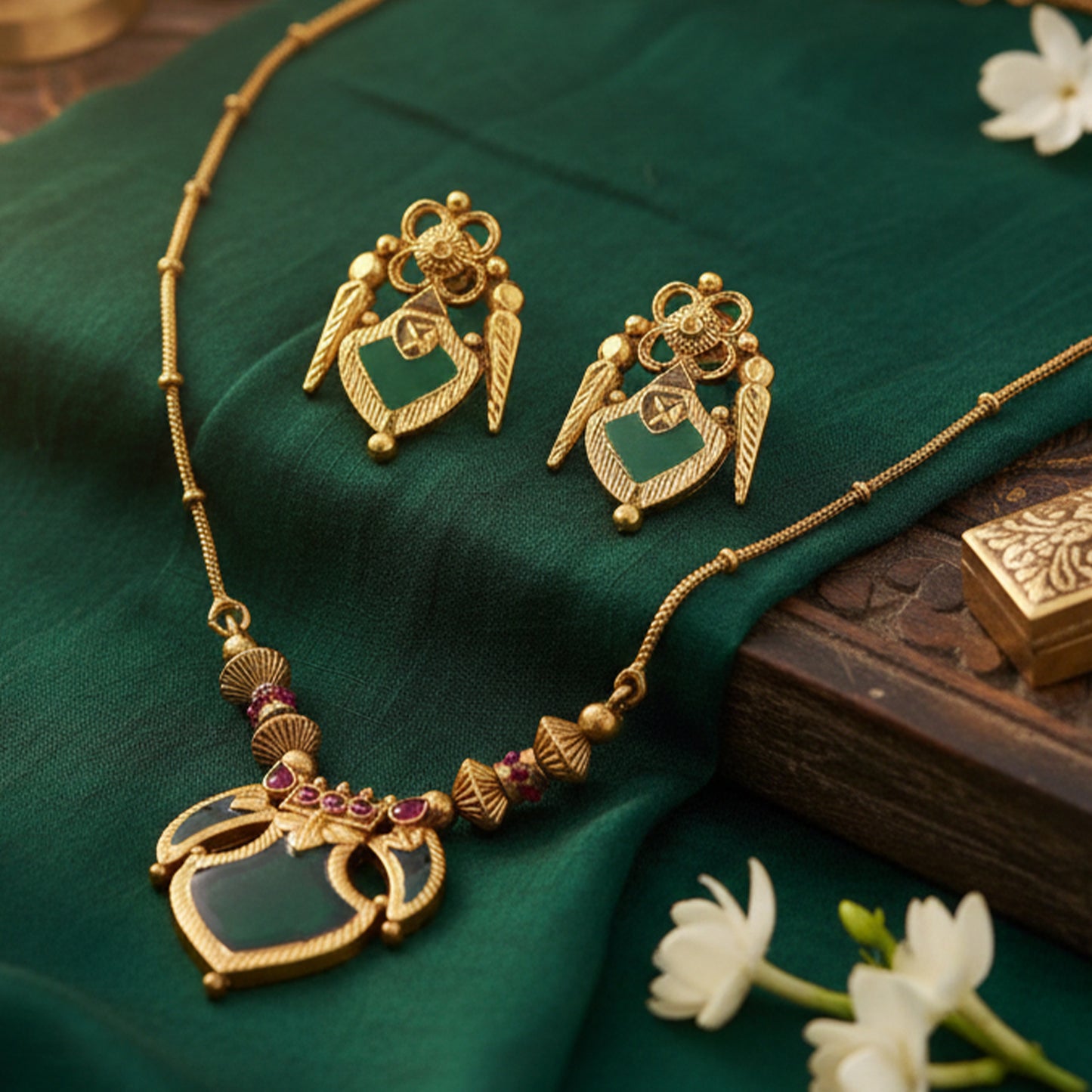 Yellow Chimes gold alloy necklace - traditional events