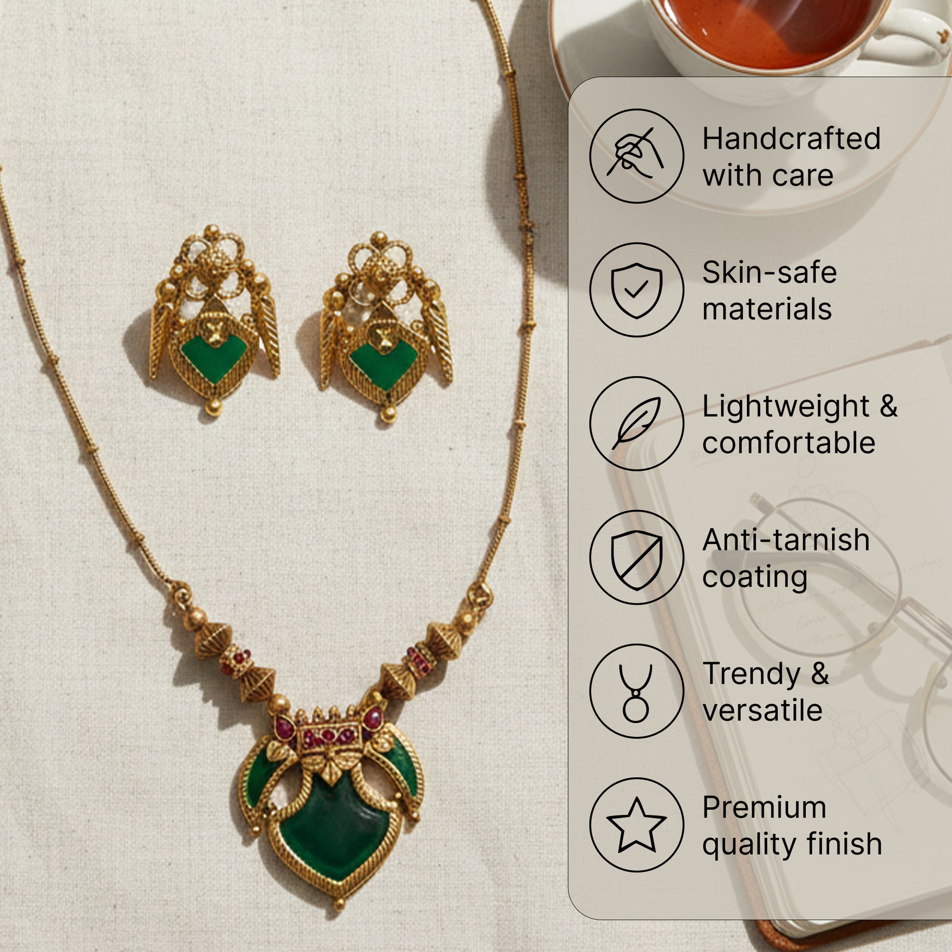 Yellow Chimes gold plated jewelry set - festive wear