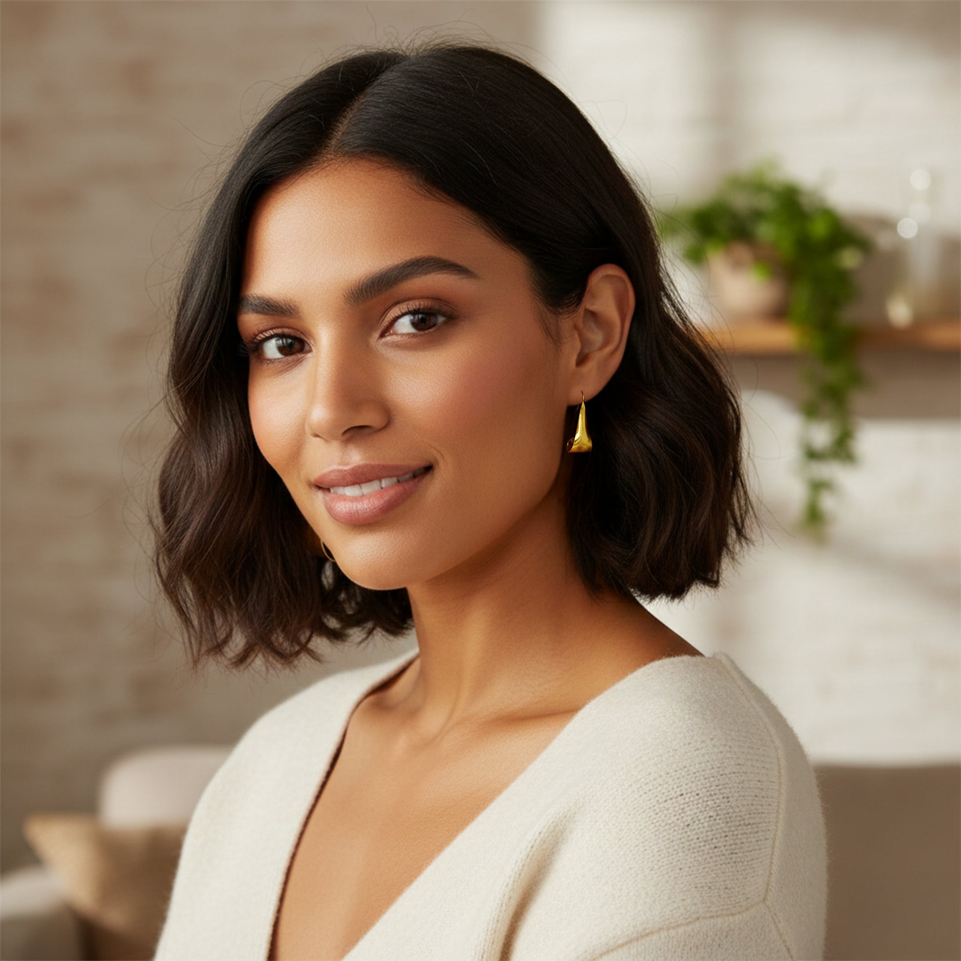 Yellow Chimes sculptural earrings - casual outings