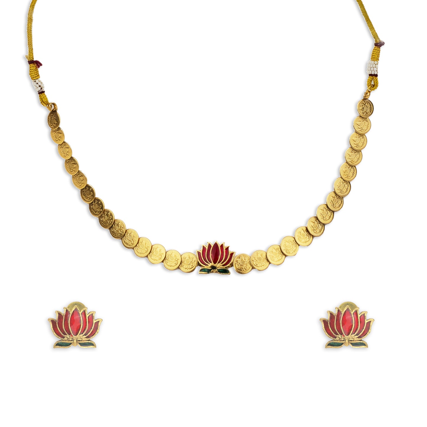 Yellow Chimes enamel coin jewellery - ethnic outfits