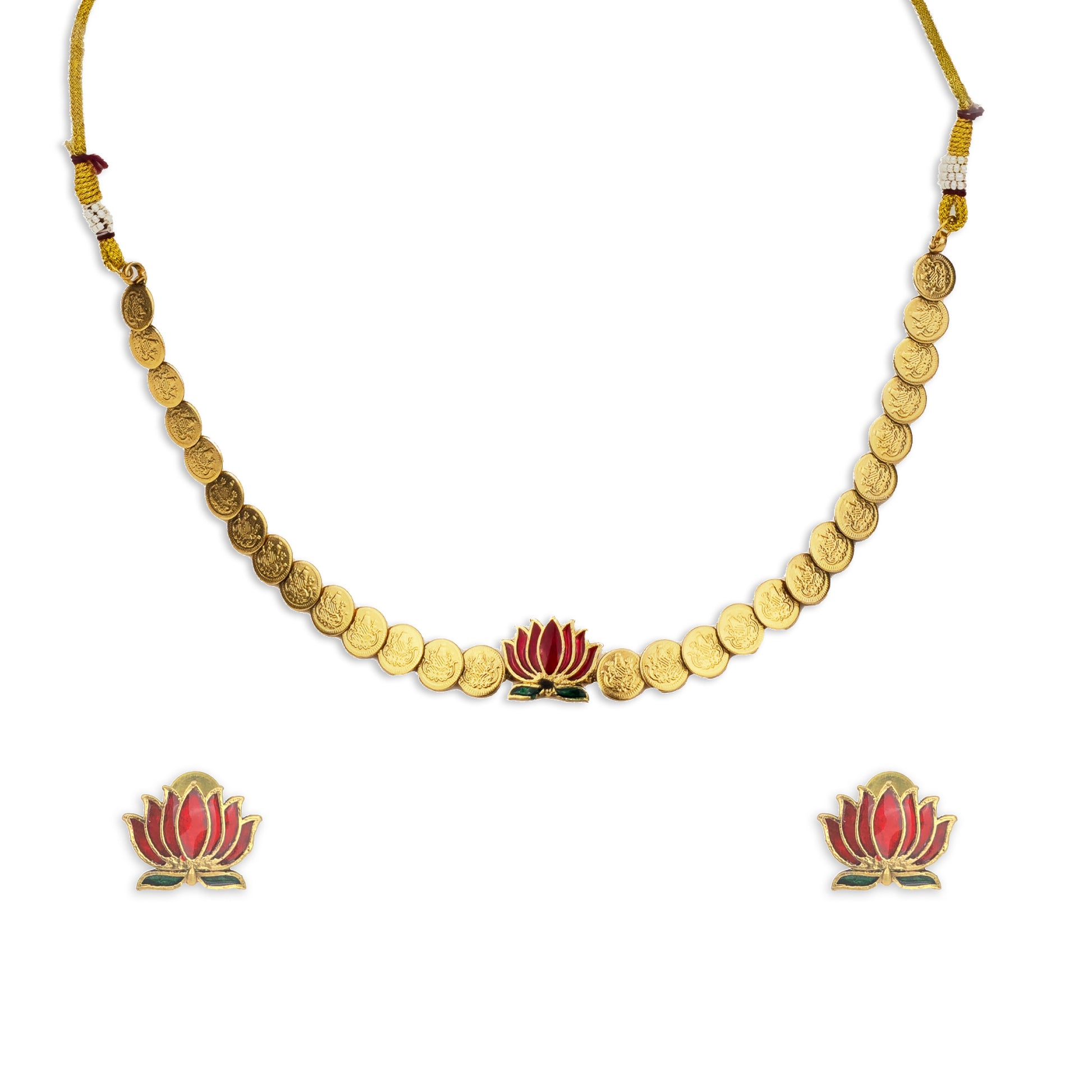 Yellow Chimes enamel coin jewellery - ethnic outfits