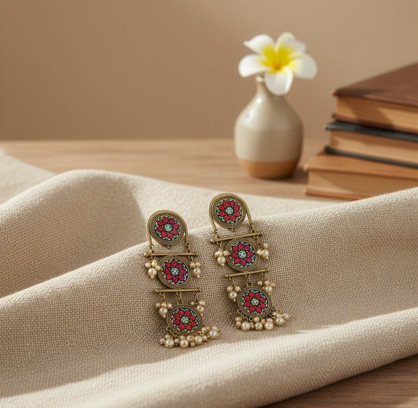 Yellow Chimes multicolored floral earrings - stylish women's jewelry