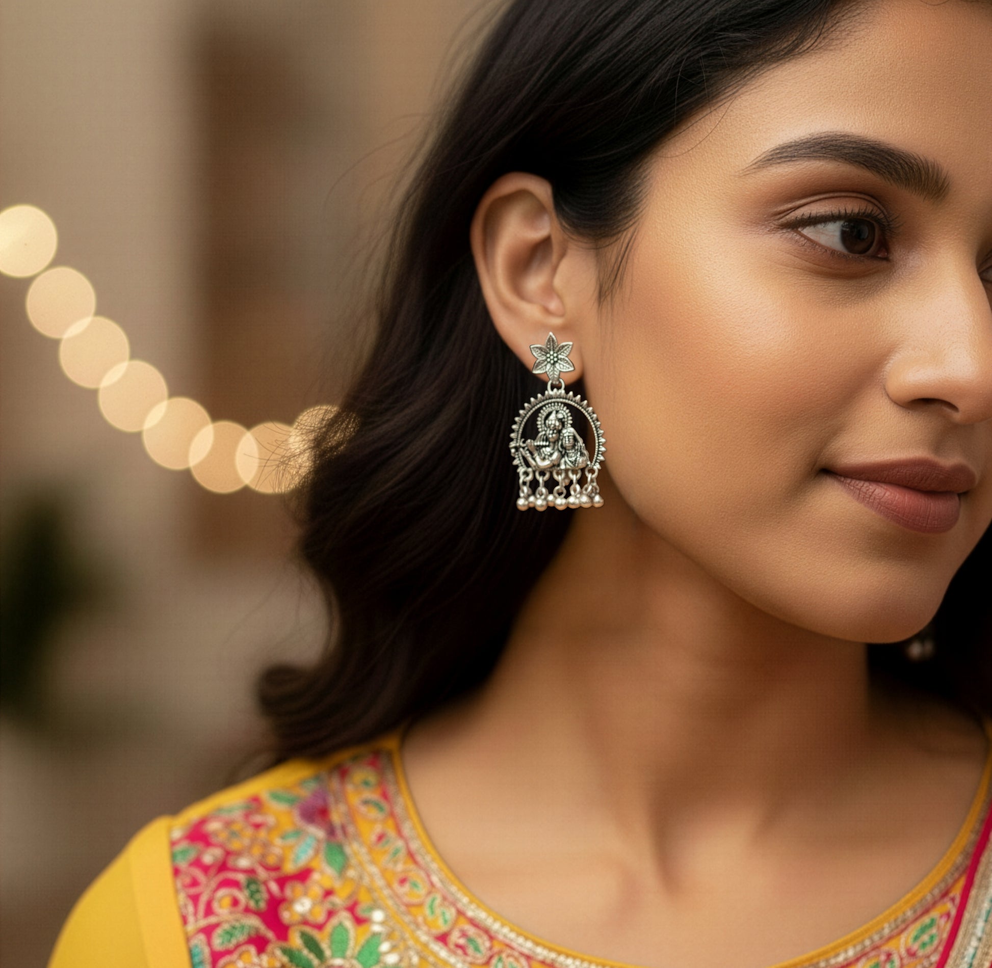 Yellow Chimes Traditional Earrings - Stylish ethnic accessory