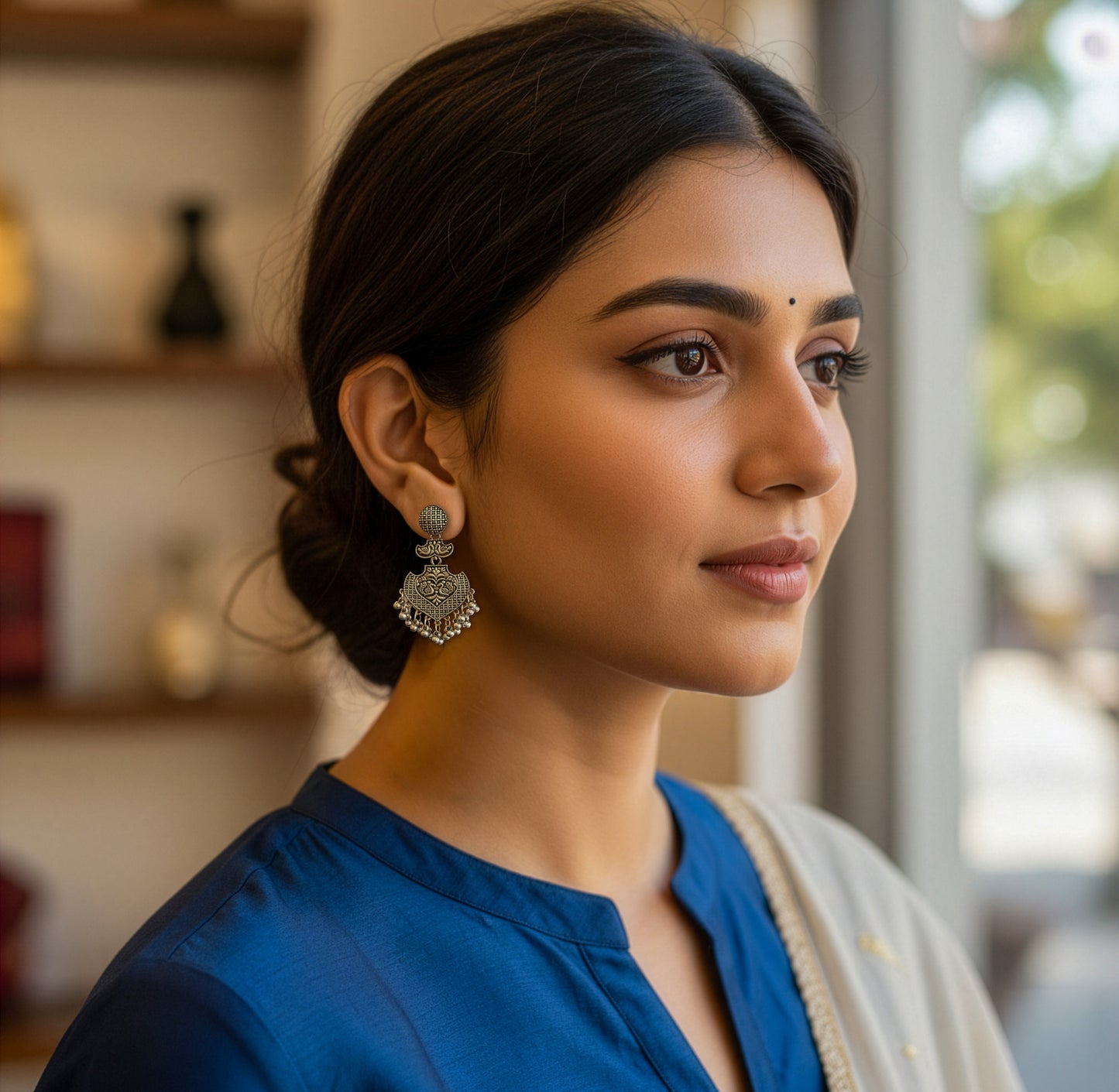 Yellow Chimes Oxidised Earrings - Ideal for weddings