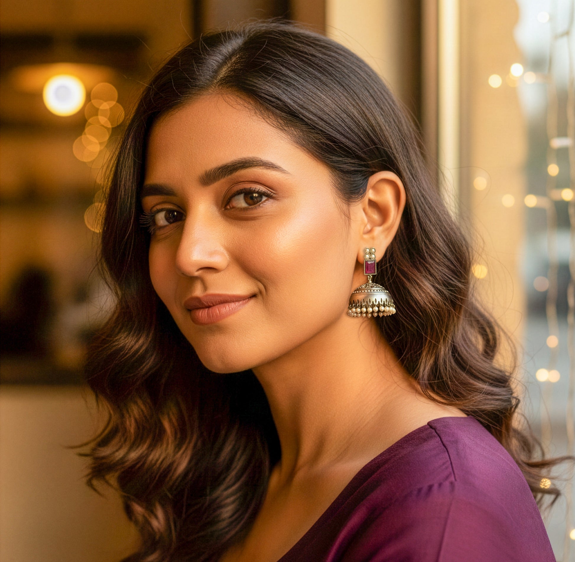 Yellow Chimes oxidised silver earrings - Gift for her