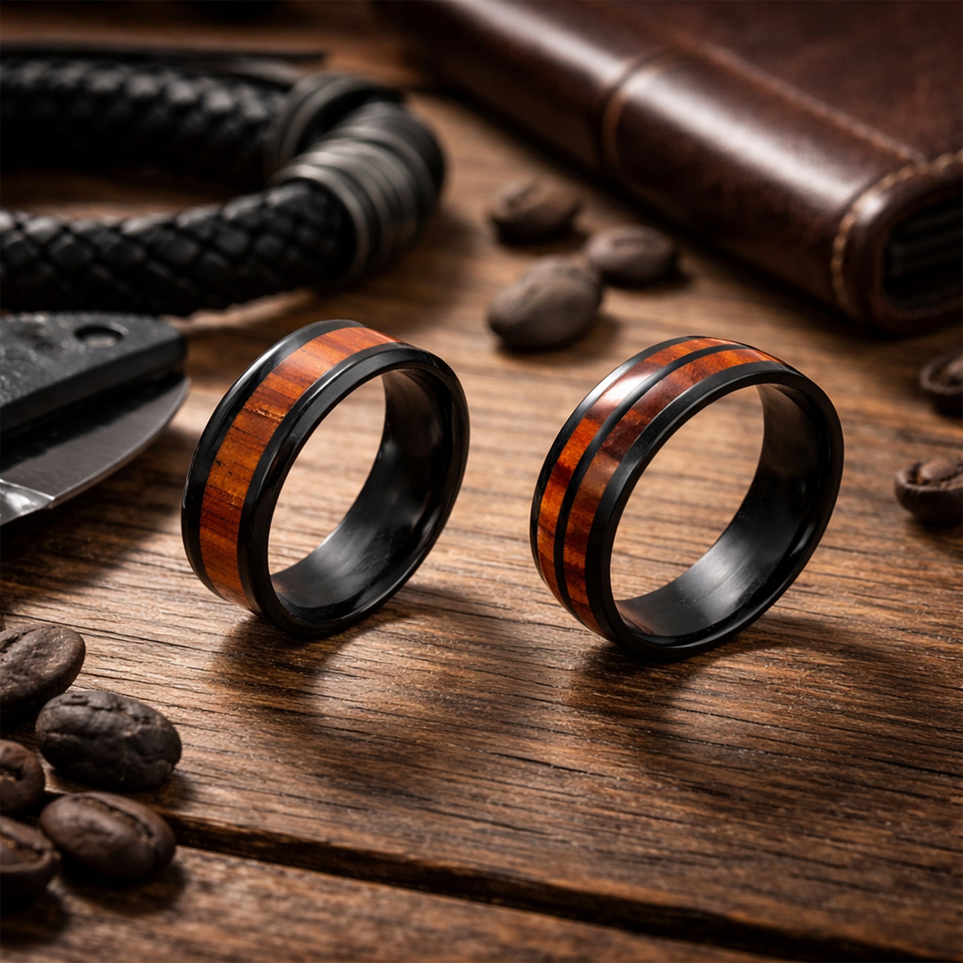 Stylish black stainless steel ring - durable daily wear accessory