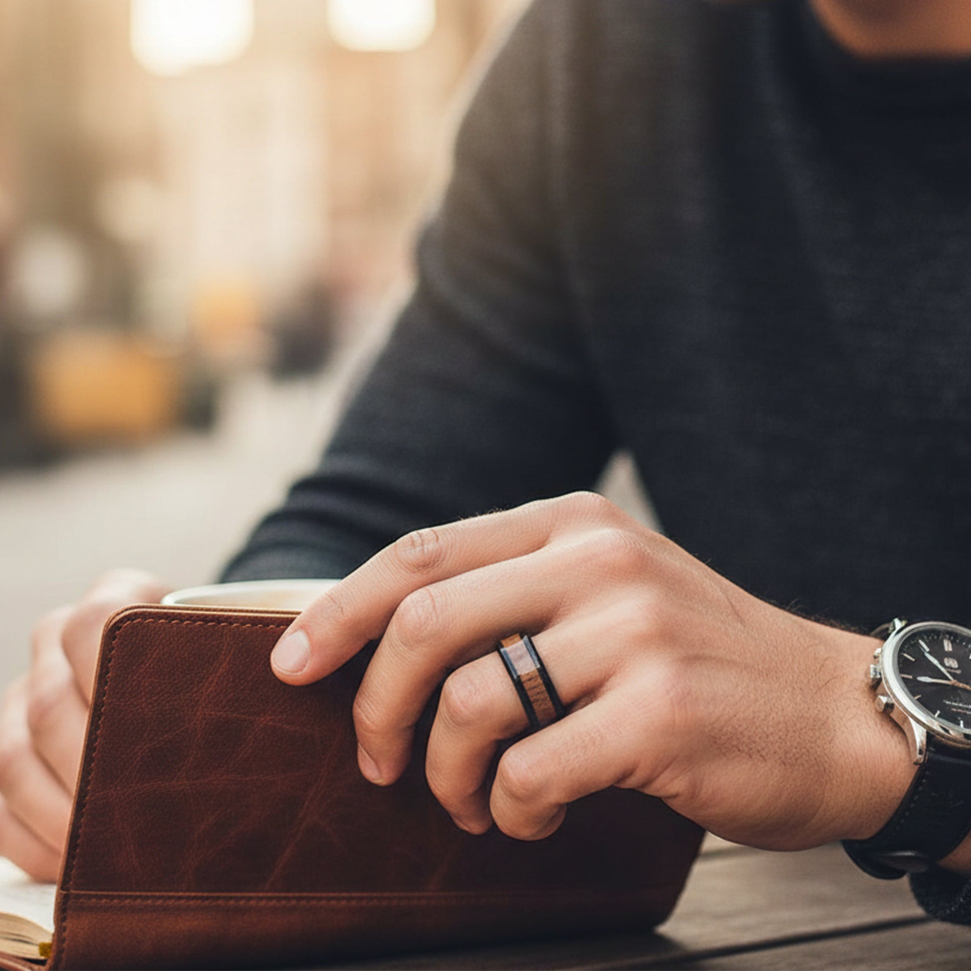 Stylish black stainless steel ring - ideal for date nights