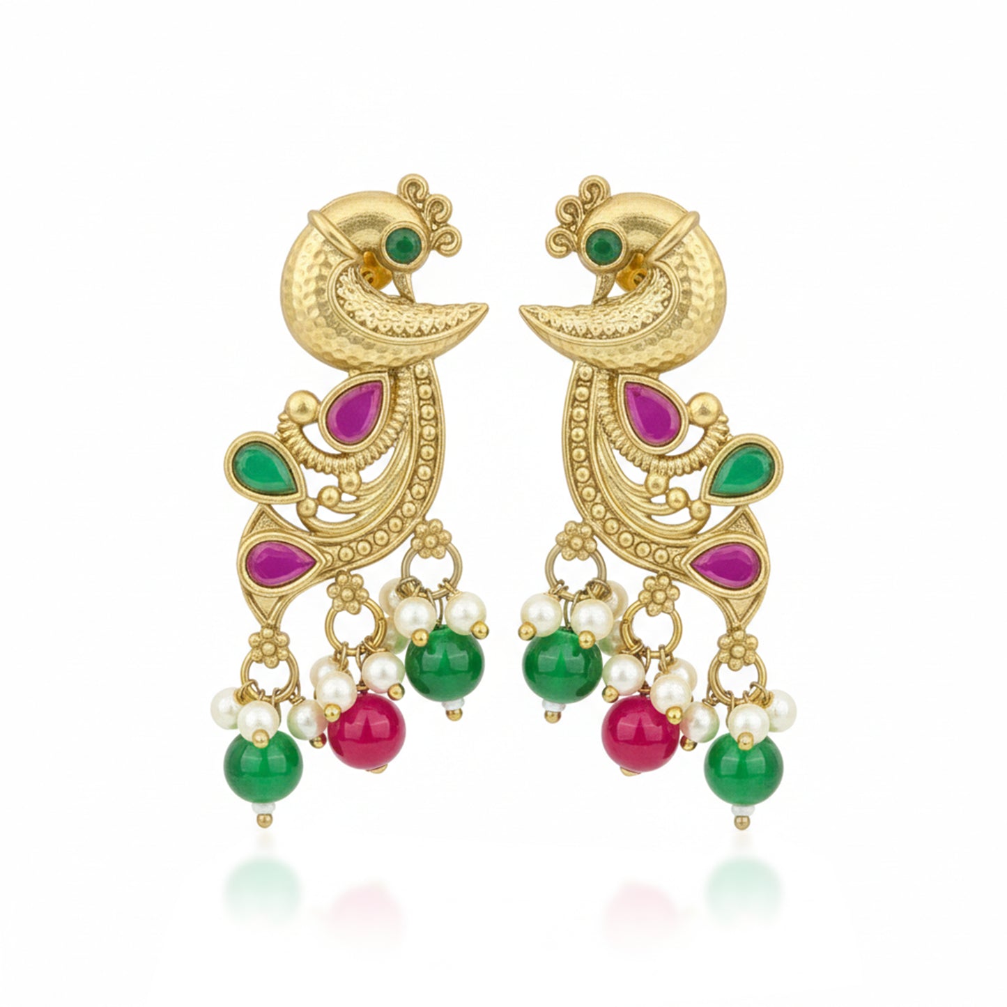 Yellow Chimes ethnic peacock earrings - complementing ethnic outfits
