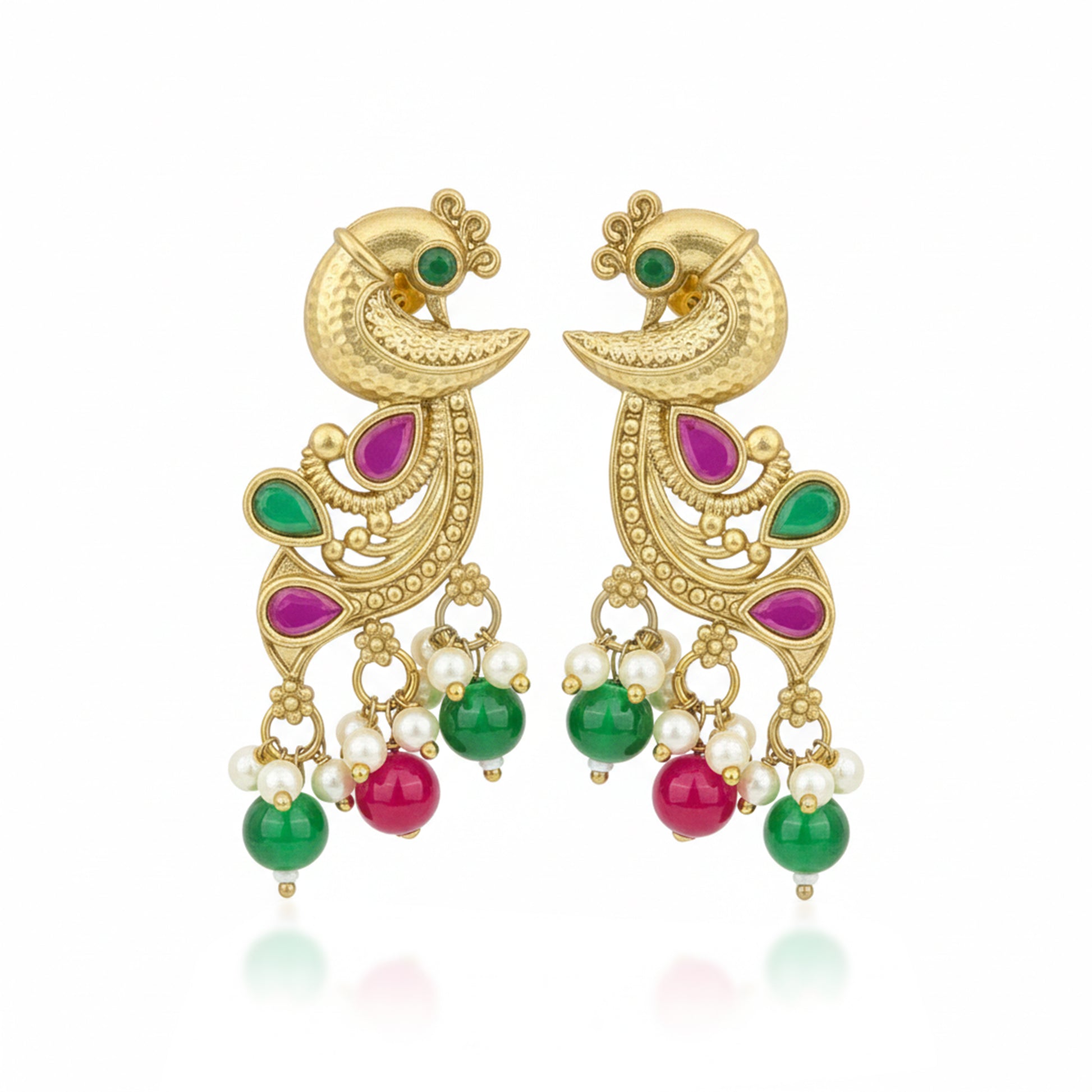 Yellow Chimes ethnic peacock earrings - complementing ethnic outfits