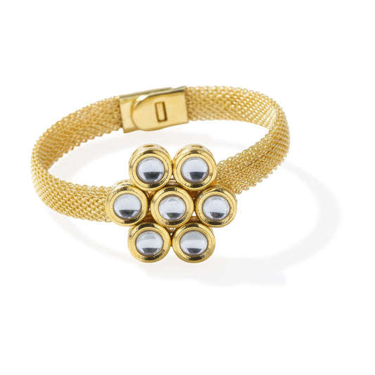 Yellow Chimes kundan-studded bracelet - enhances festive looks