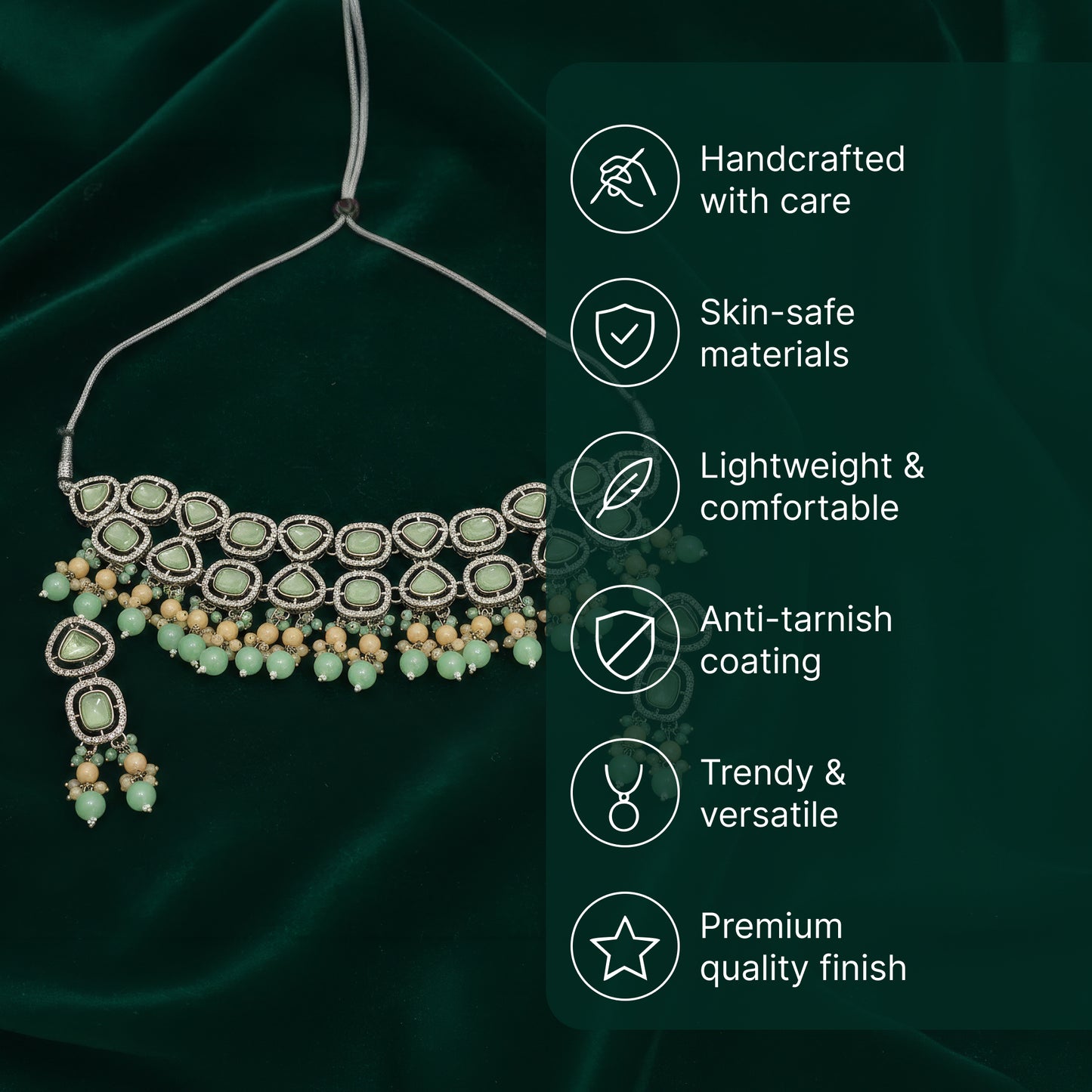 Yellow Chimes Kundan Jewellery Set - Elegant wedding accessories