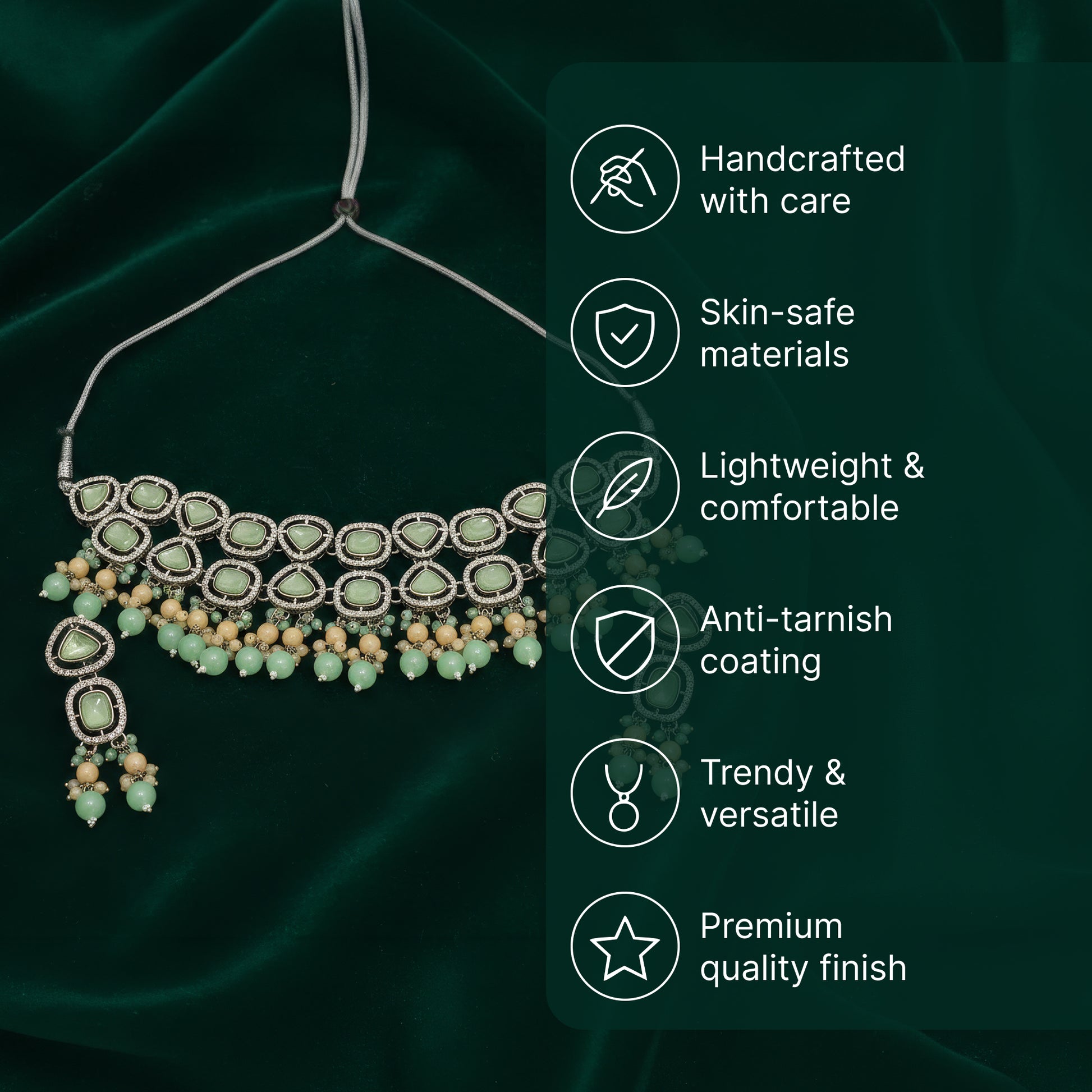 Yellow Chimes Kundan Jewellery Set - Elegant wedding accessories