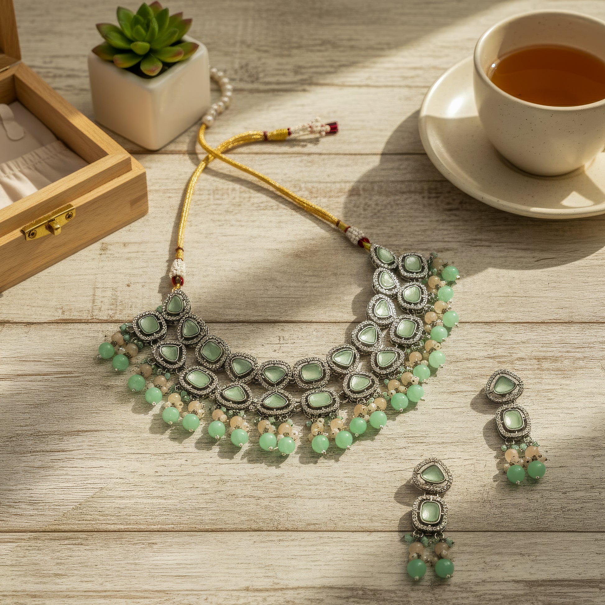Yellow Chimes Rhodium Plated Jewelry - Casual outing accessories
