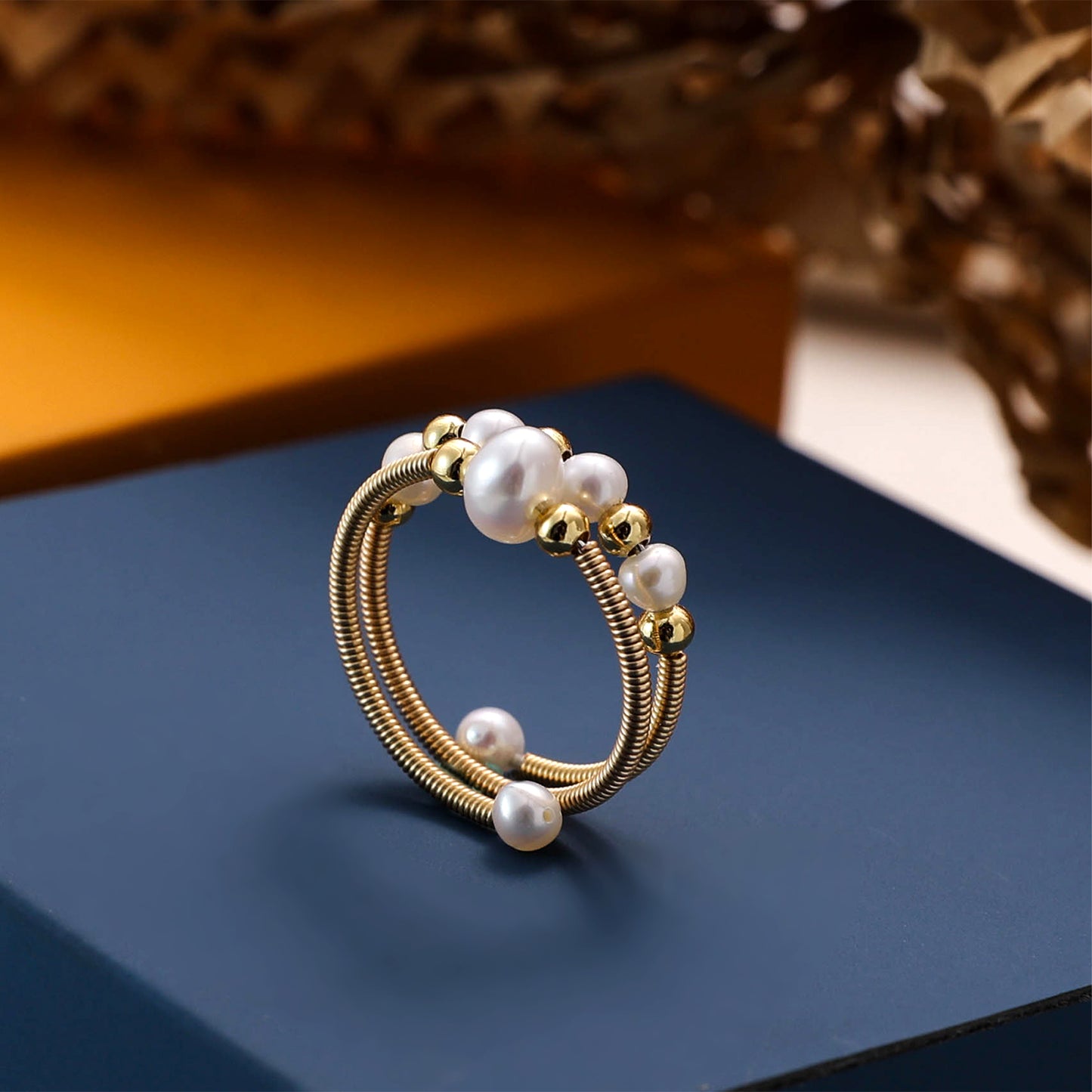 Yellow Chimes multi layer coil ring - unique gift for women and girls