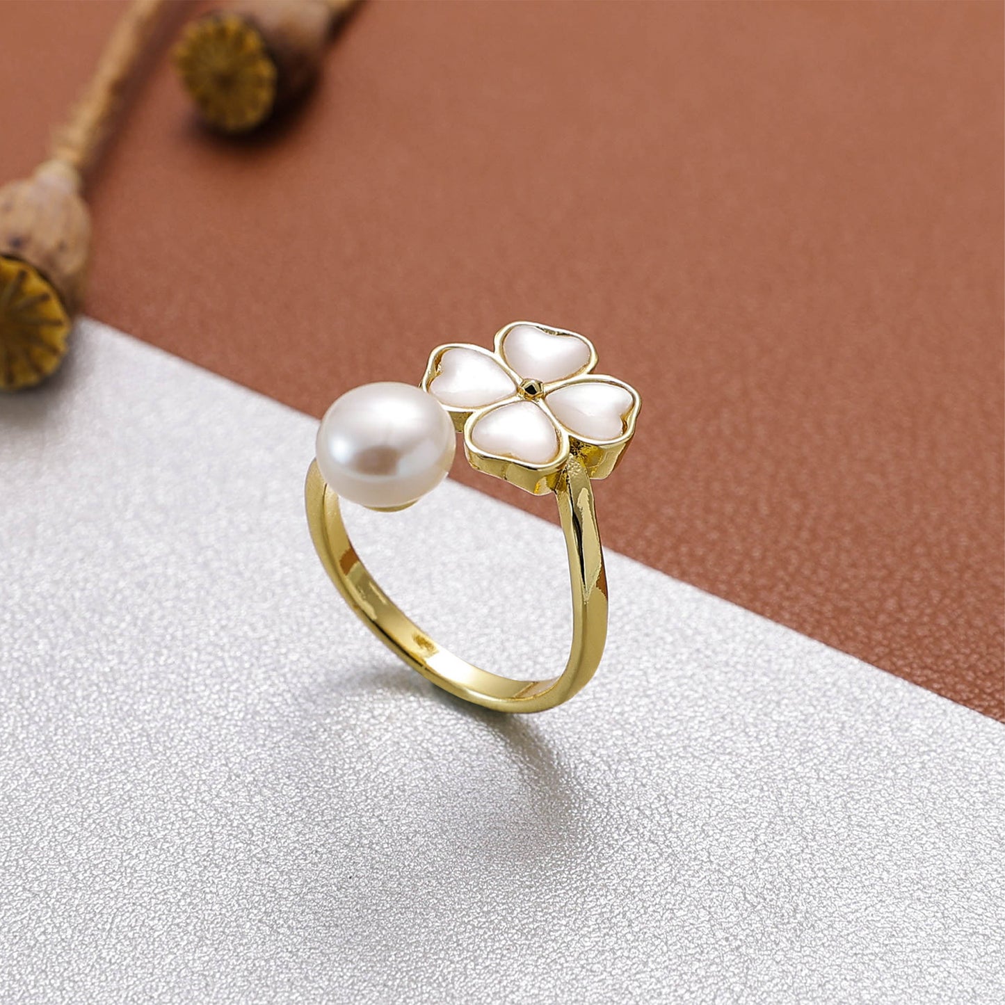 Yellow Chimes gold plated ring - floral design for special occasions