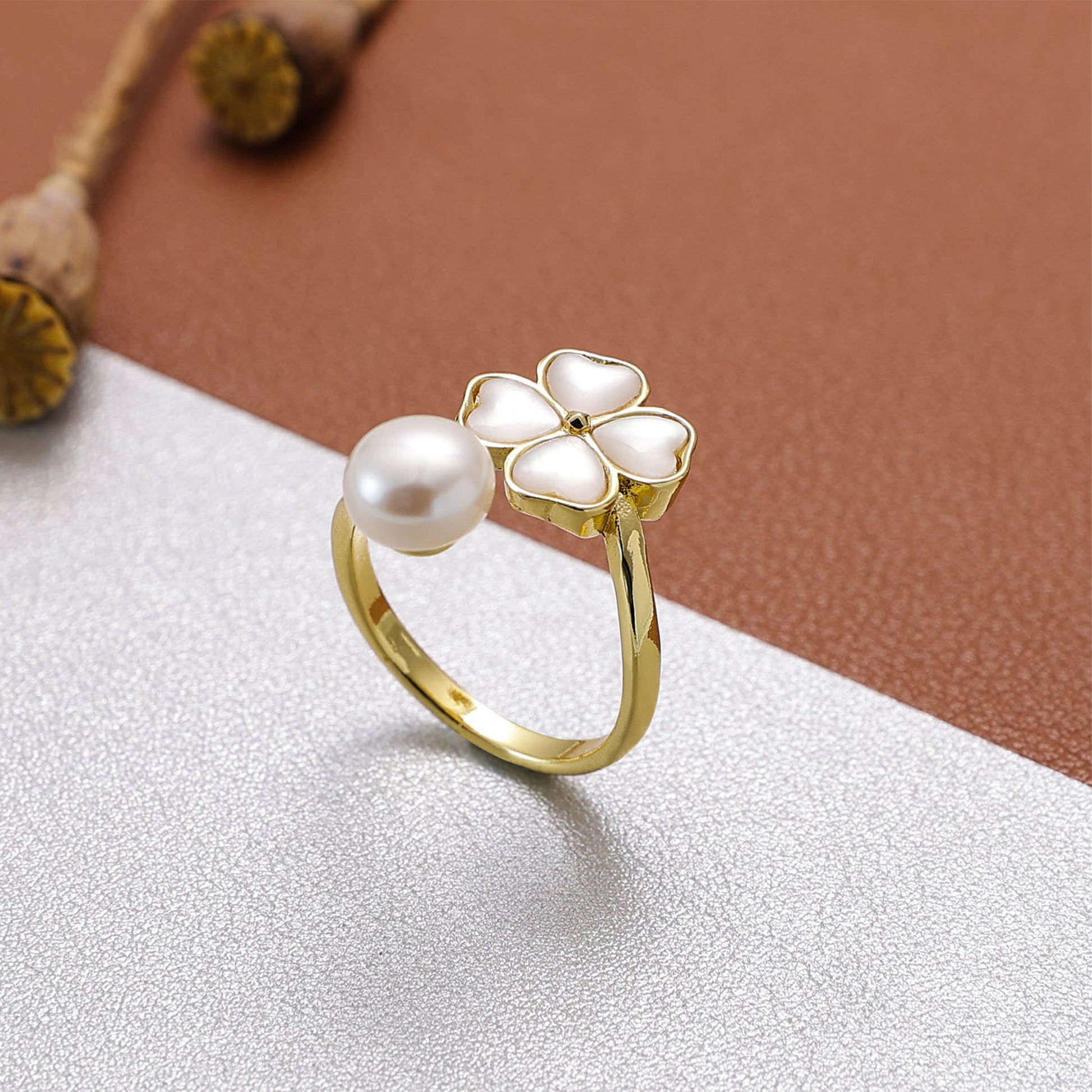 Yellow Chimes gold plated ring - floral design for special occasions