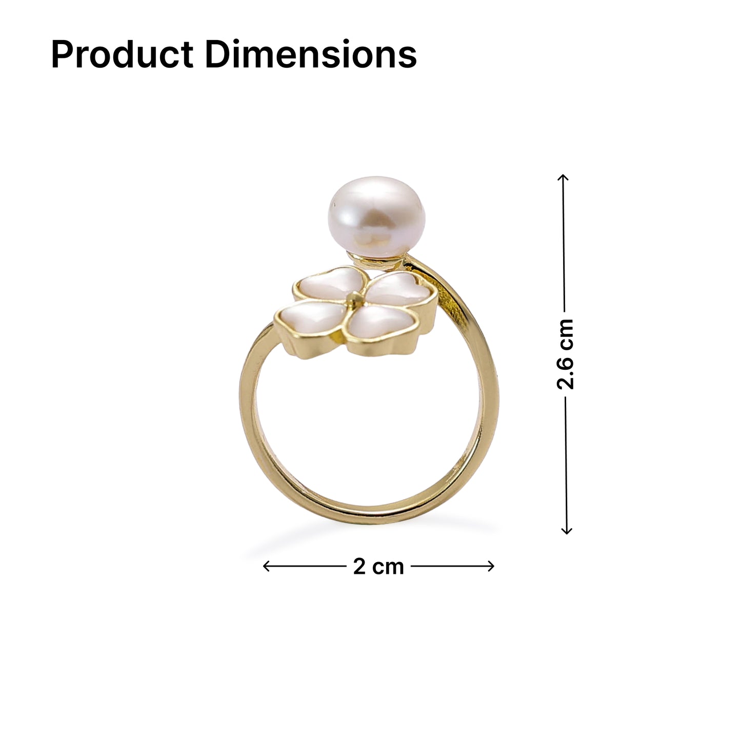 Yellow Chimes adjustable pearl ring - comfortable fit for daily wear