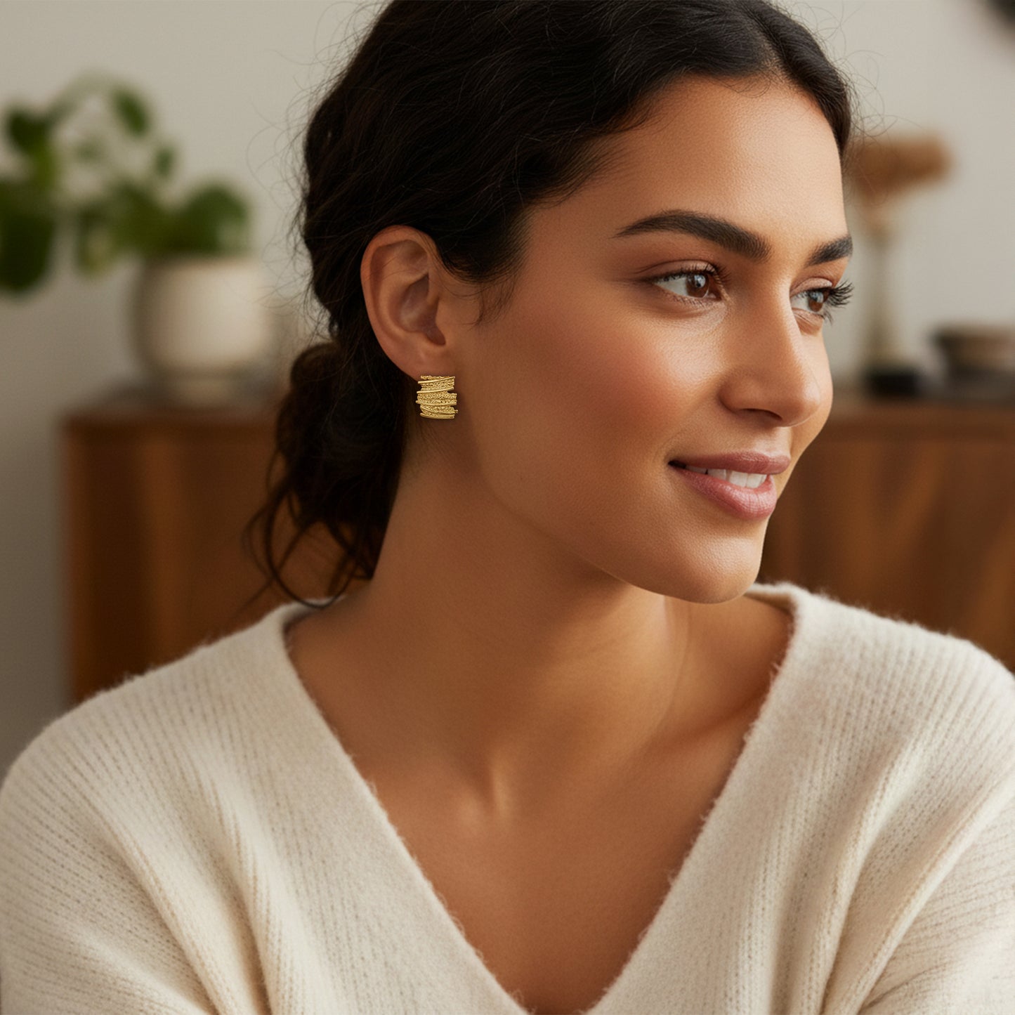 Yellow Chimes textured earrings - perfect for casual outings