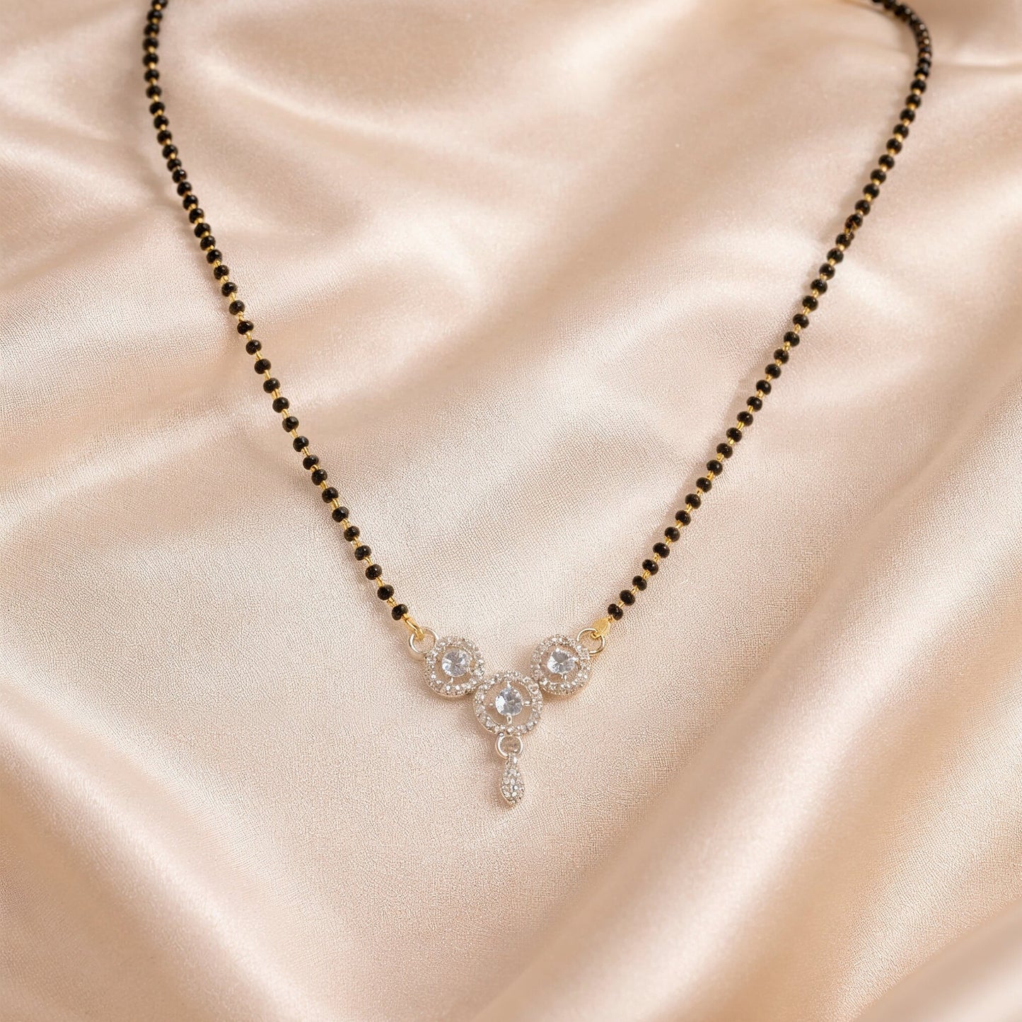 Yellow Chimes crystal studded mangalsutra - Anniversary gift