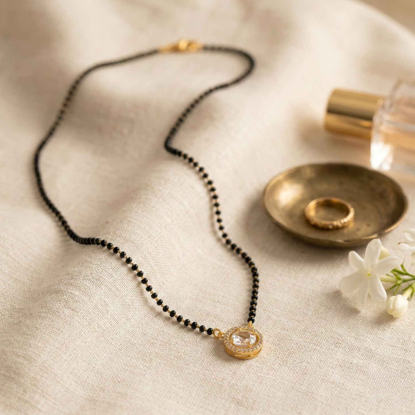 Yellow Chimes crystal halo pendant mangalsutra - festive occasions