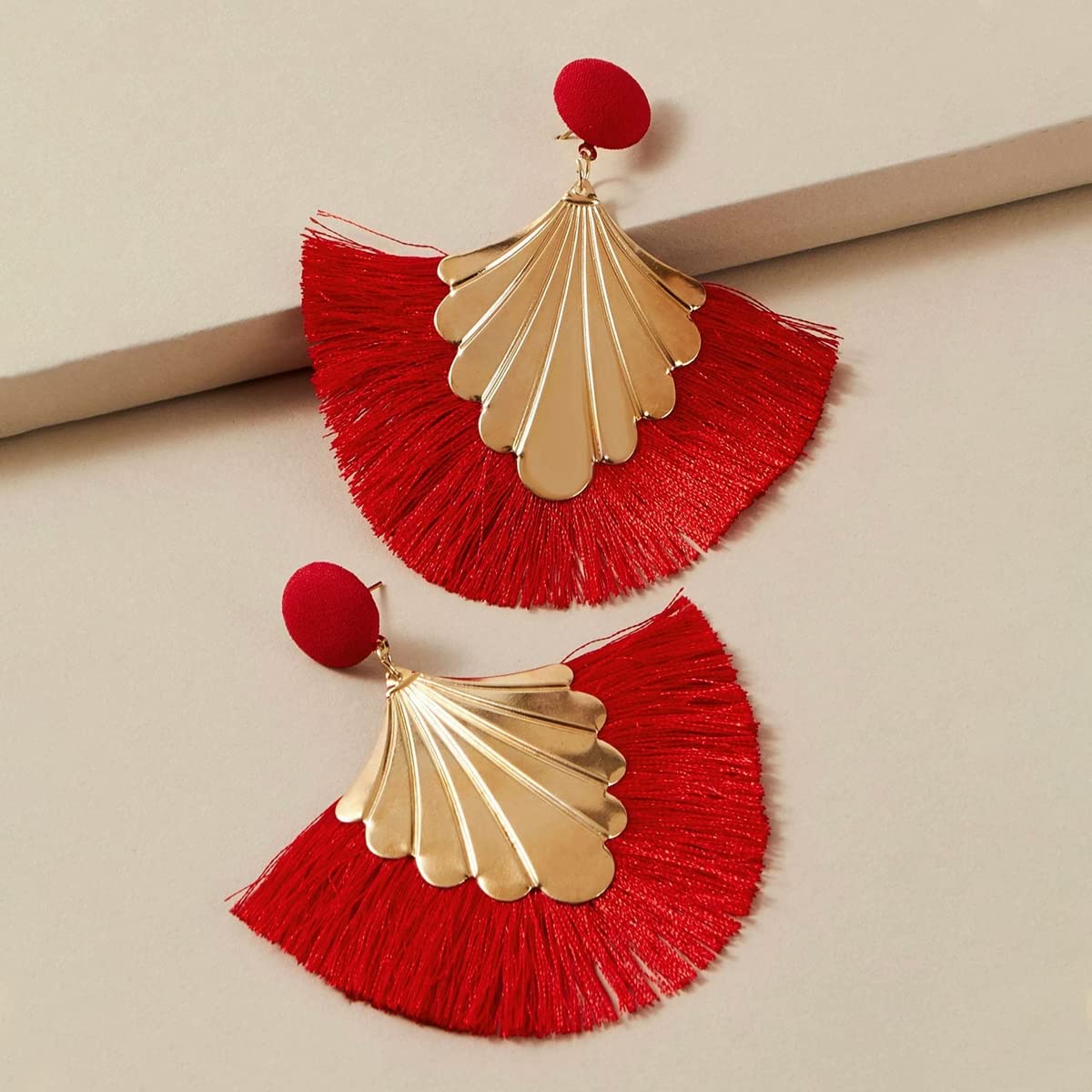 Yellow Chimes elegant red earrings - perfect gift for her
