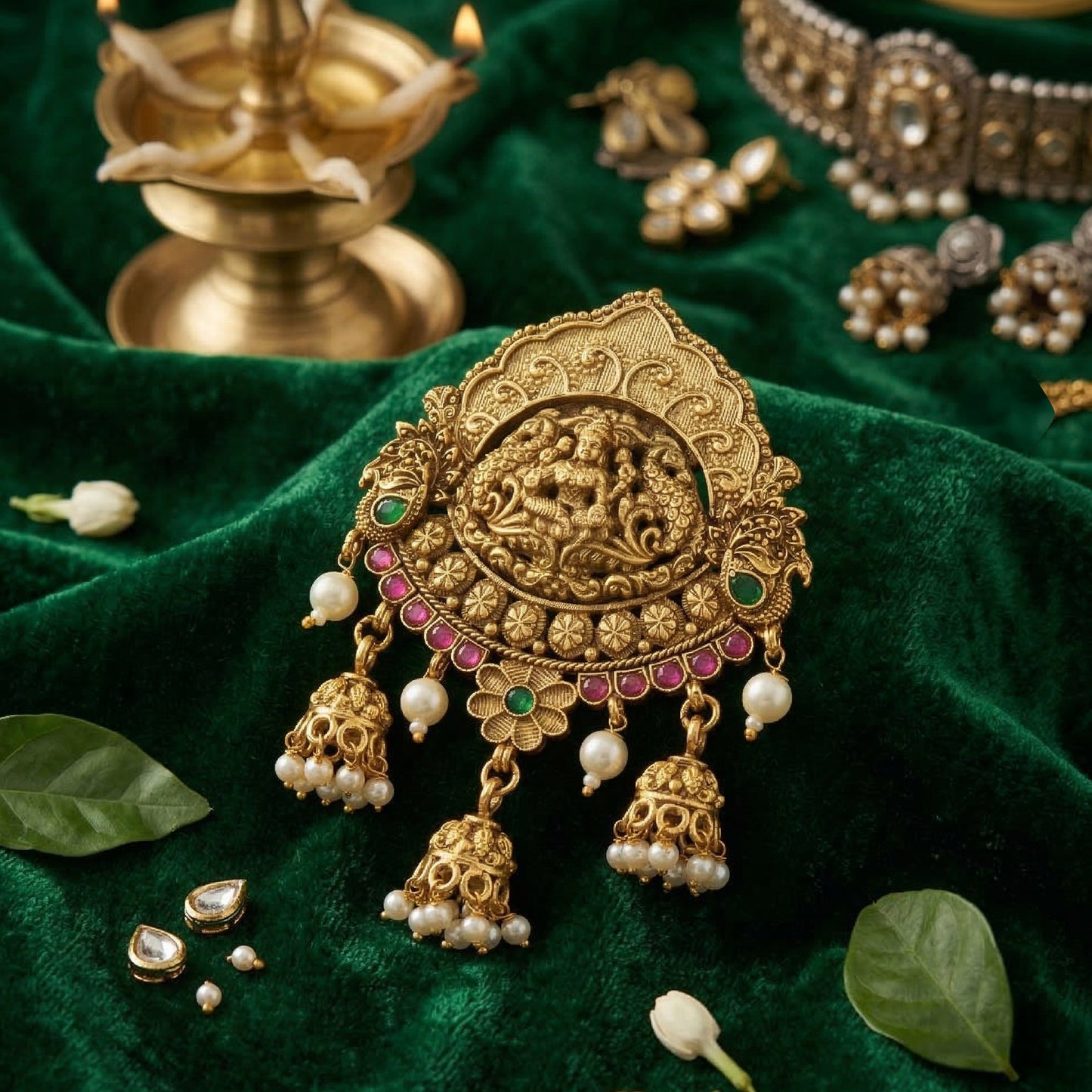 Yellow Chimes temple motif juda pin - traditional event ready