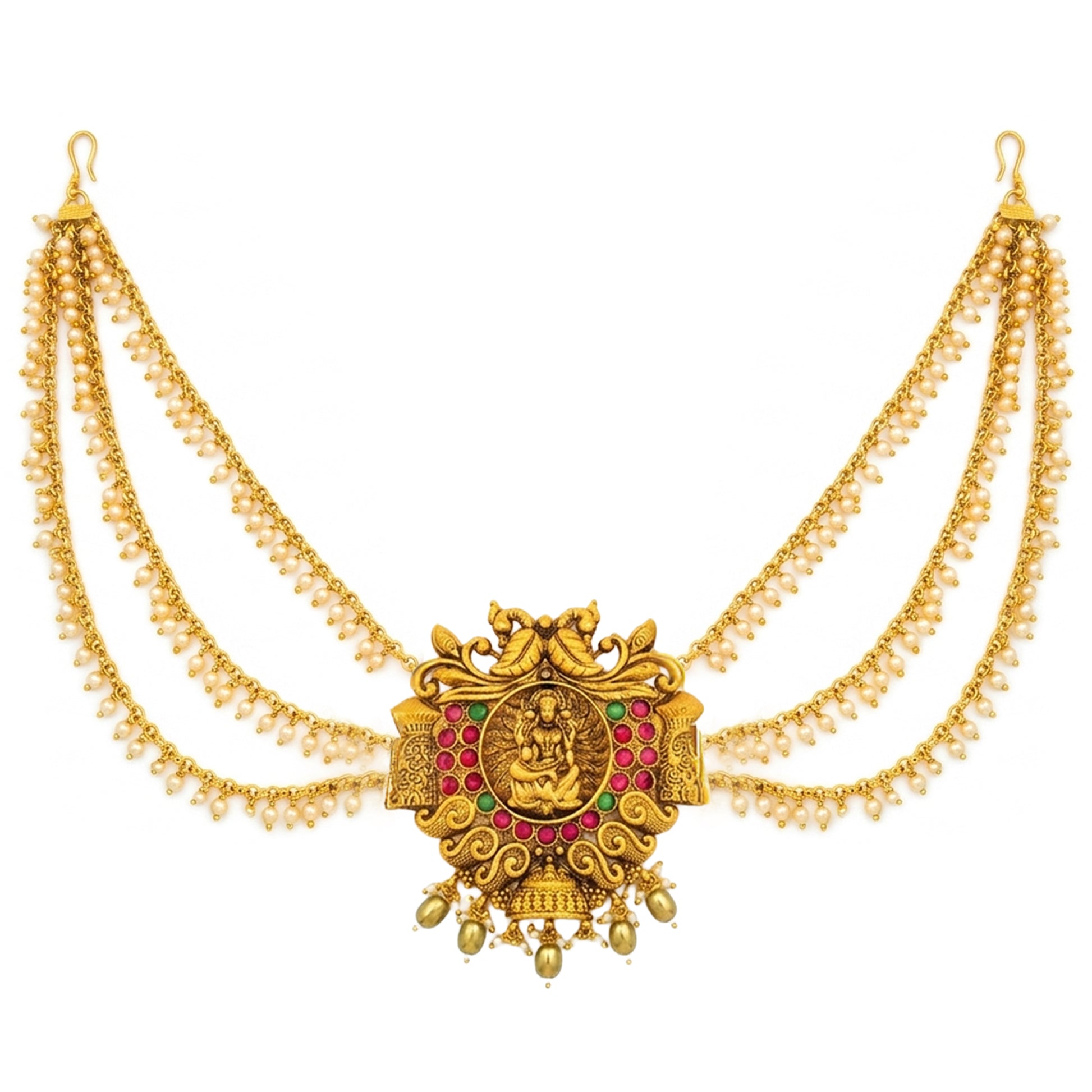 Yellow Chimes antique gold hair accessory - wedding wear