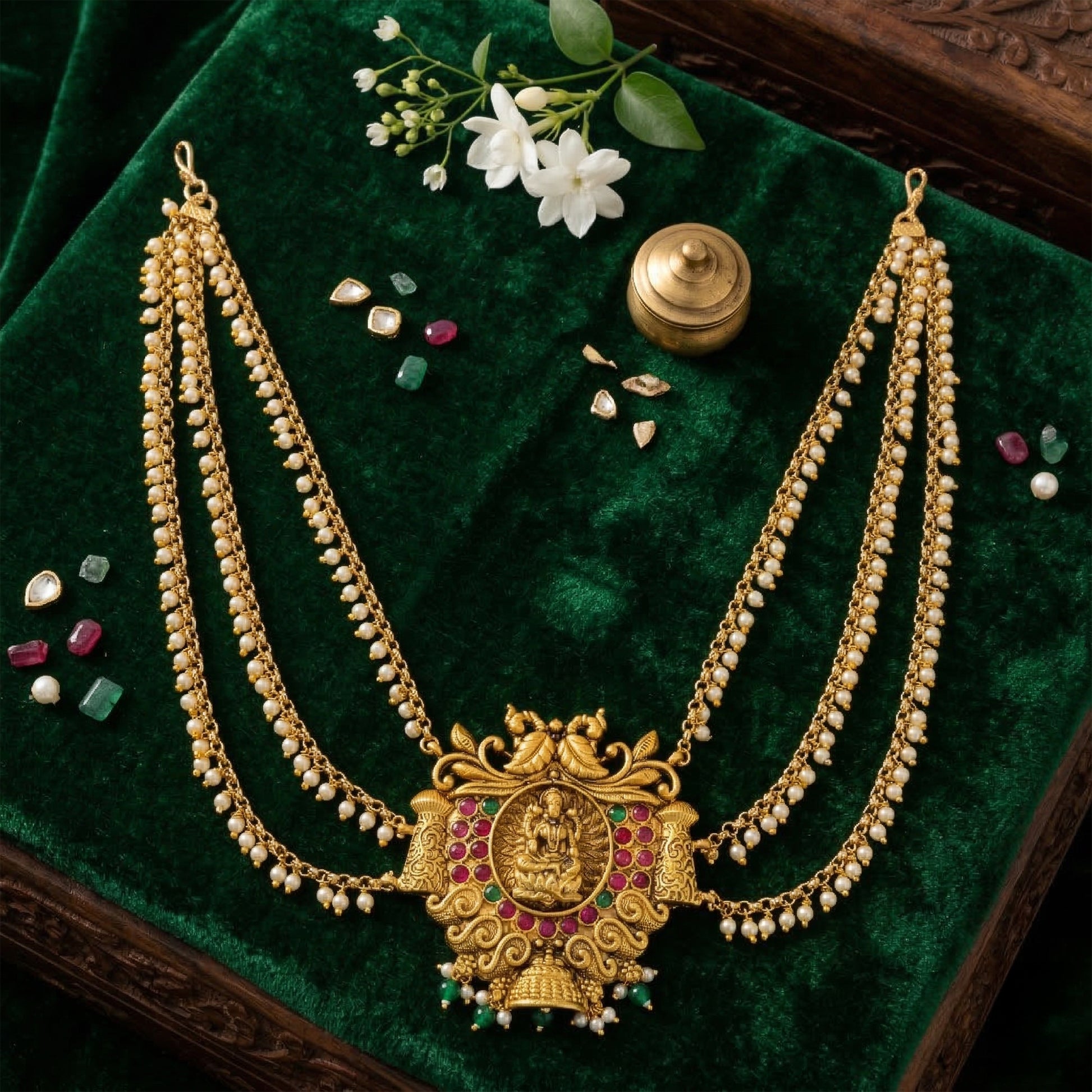 Yellow Chimes Kundan hair piece - bridal beauty