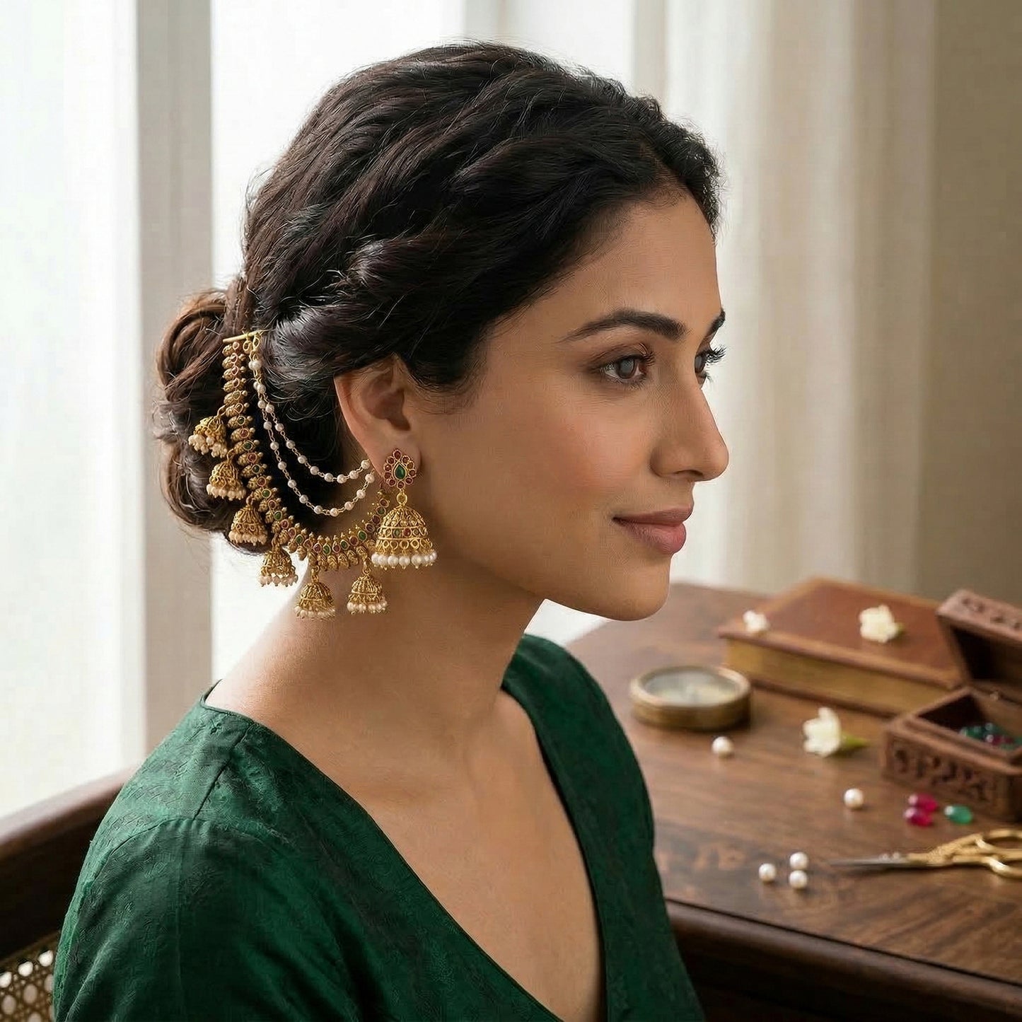 Yellow Chimes Ghungroo Ear Chain - Ethnic outfit accessory