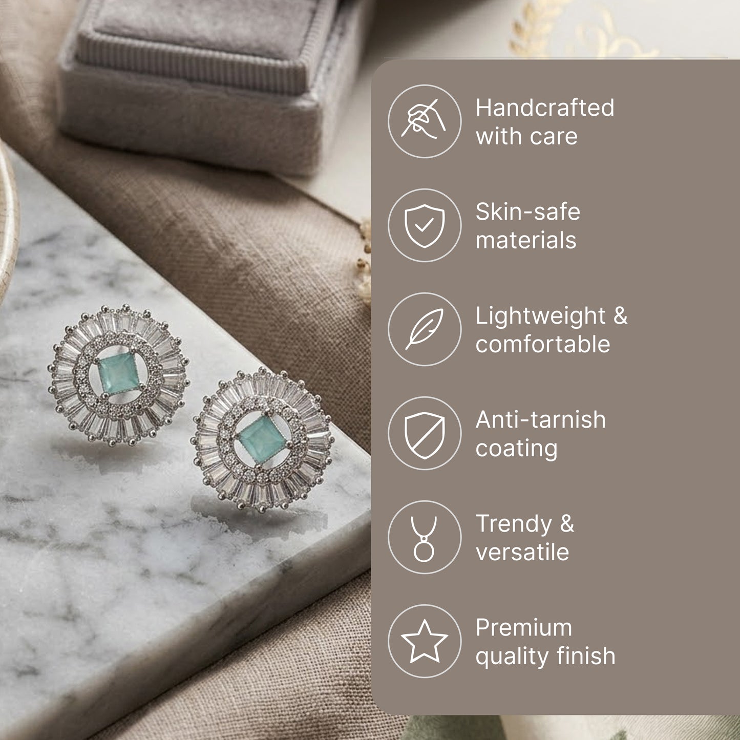 Yellow Chimes mint green stone studs - Elegant styling for parties