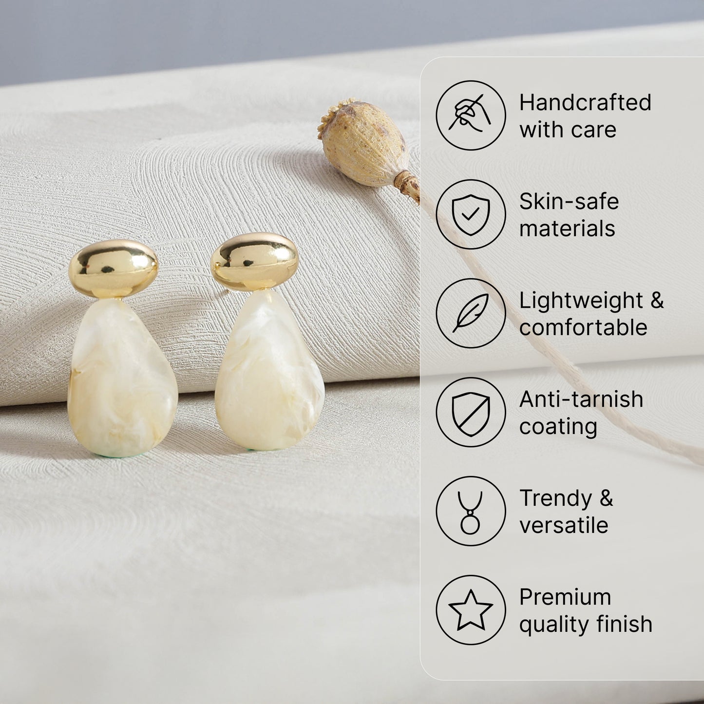 Yellow Chimes cream stone earrings - office outfit accessory