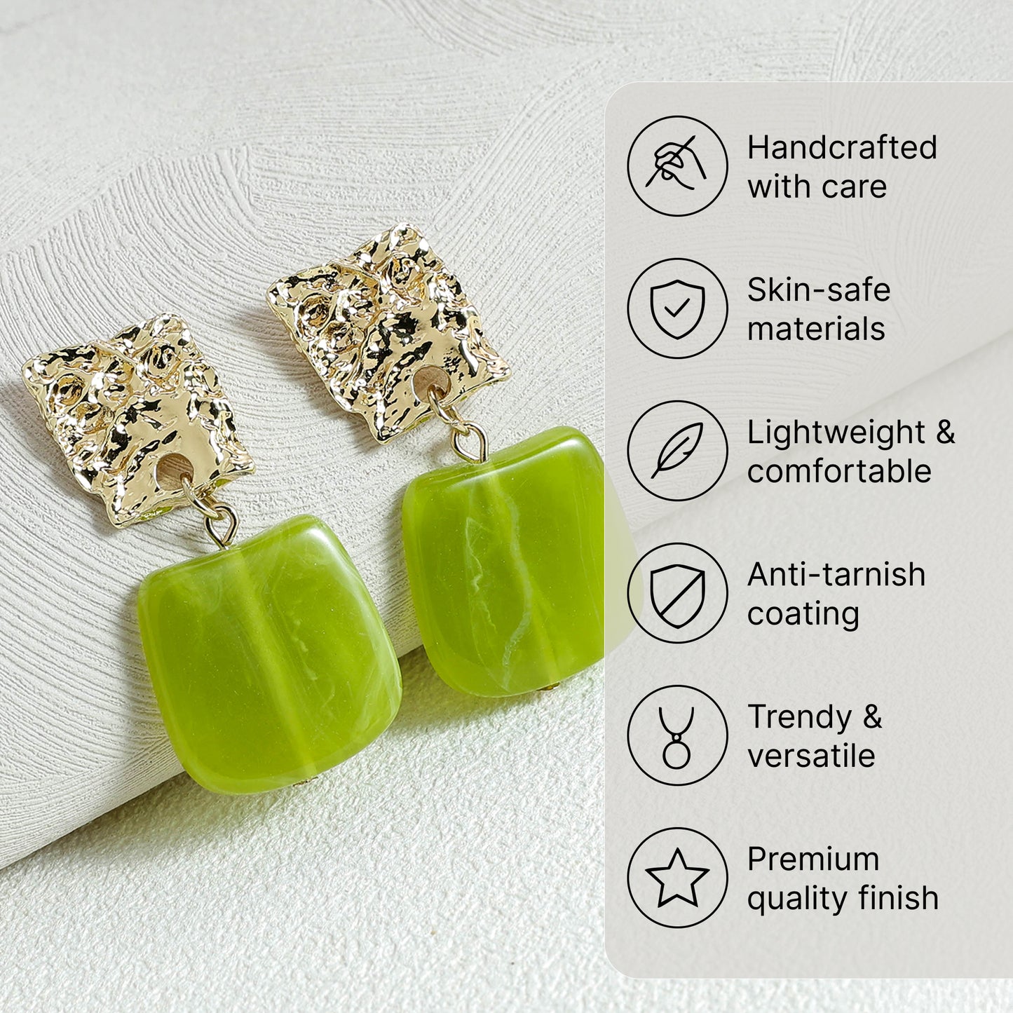 Yellow Chimes green stone drop earrings - Festive jewelry