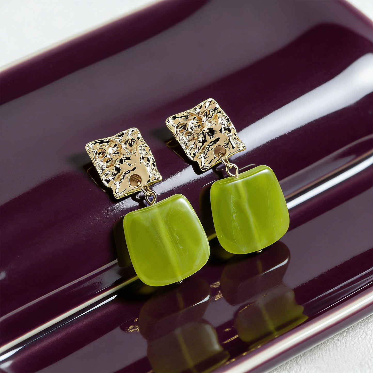 Yellow Chimes textured earrings - Stylish accessory for women