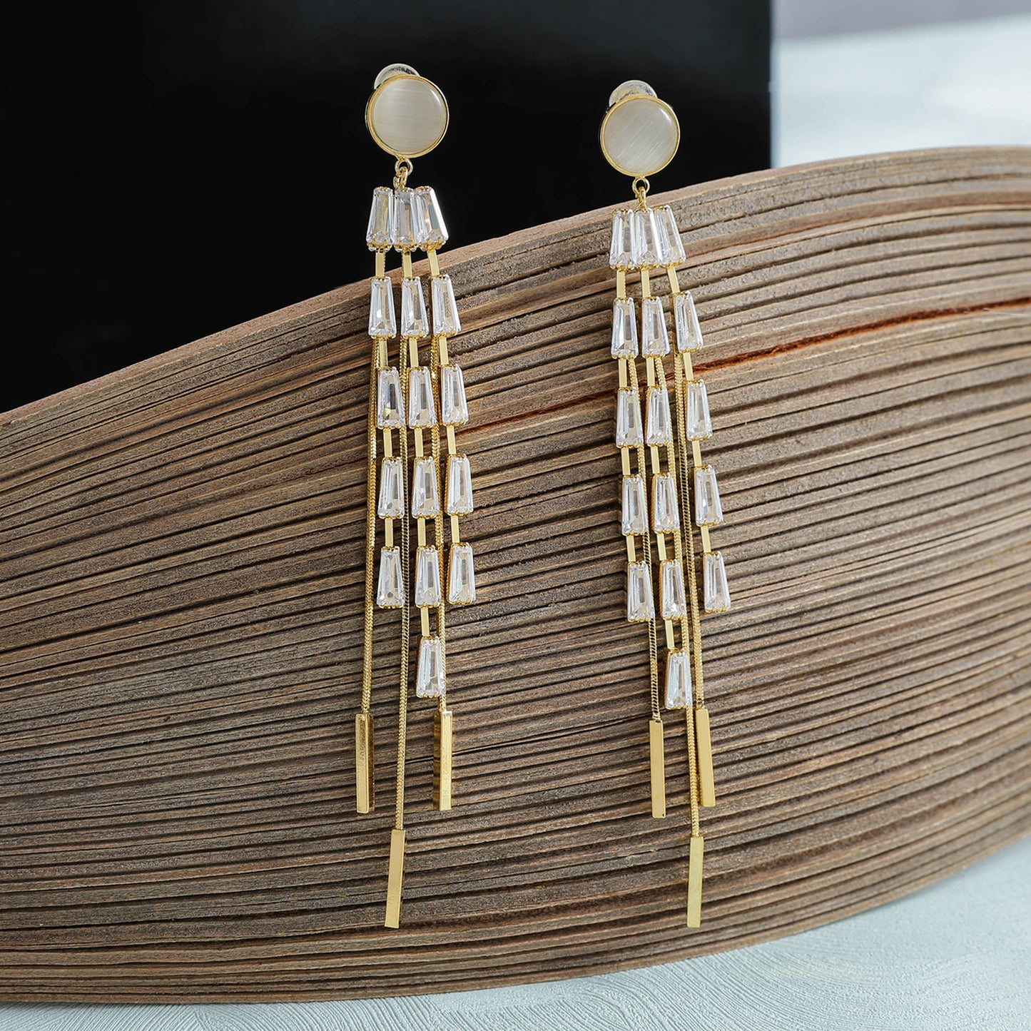 Yellow Chimes multi strand earrings - festive celebration jewelry