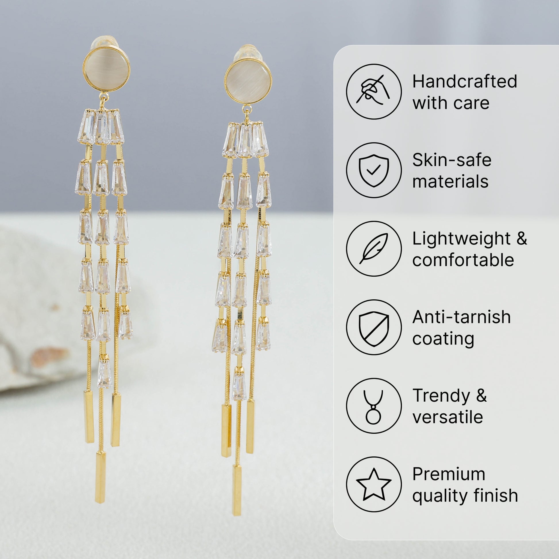 Yellow Chimes gold plated earrings - stylish party accessory