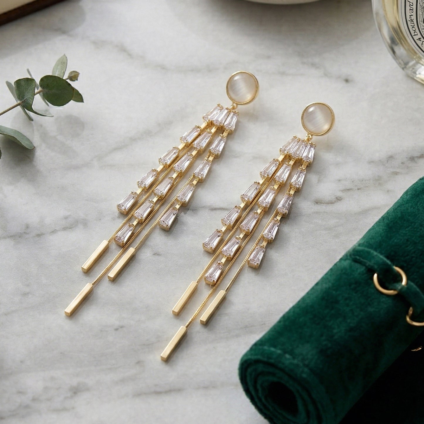 Yellow Chimes crystal drop earrings - fashionable gift for her