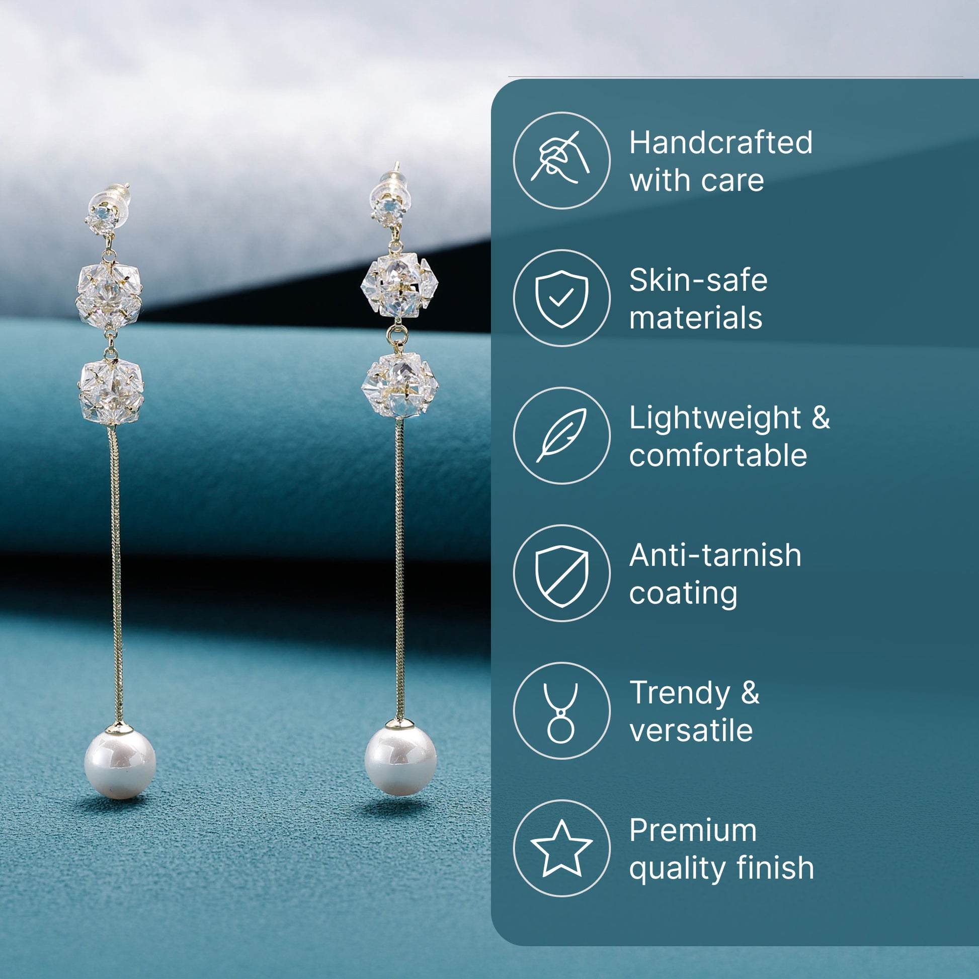 Yellow Chimes crystal pearl earrings - complement for ethnic outfits
