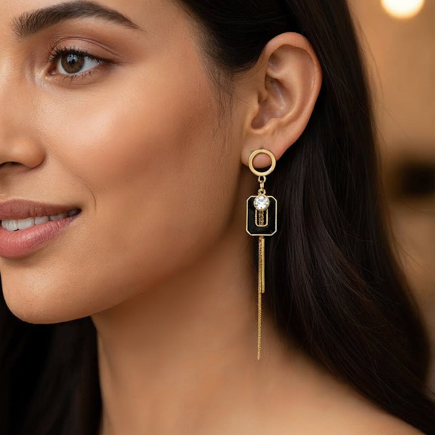 Yellow Chimes crystal dangler earrings - special occasion jewelry