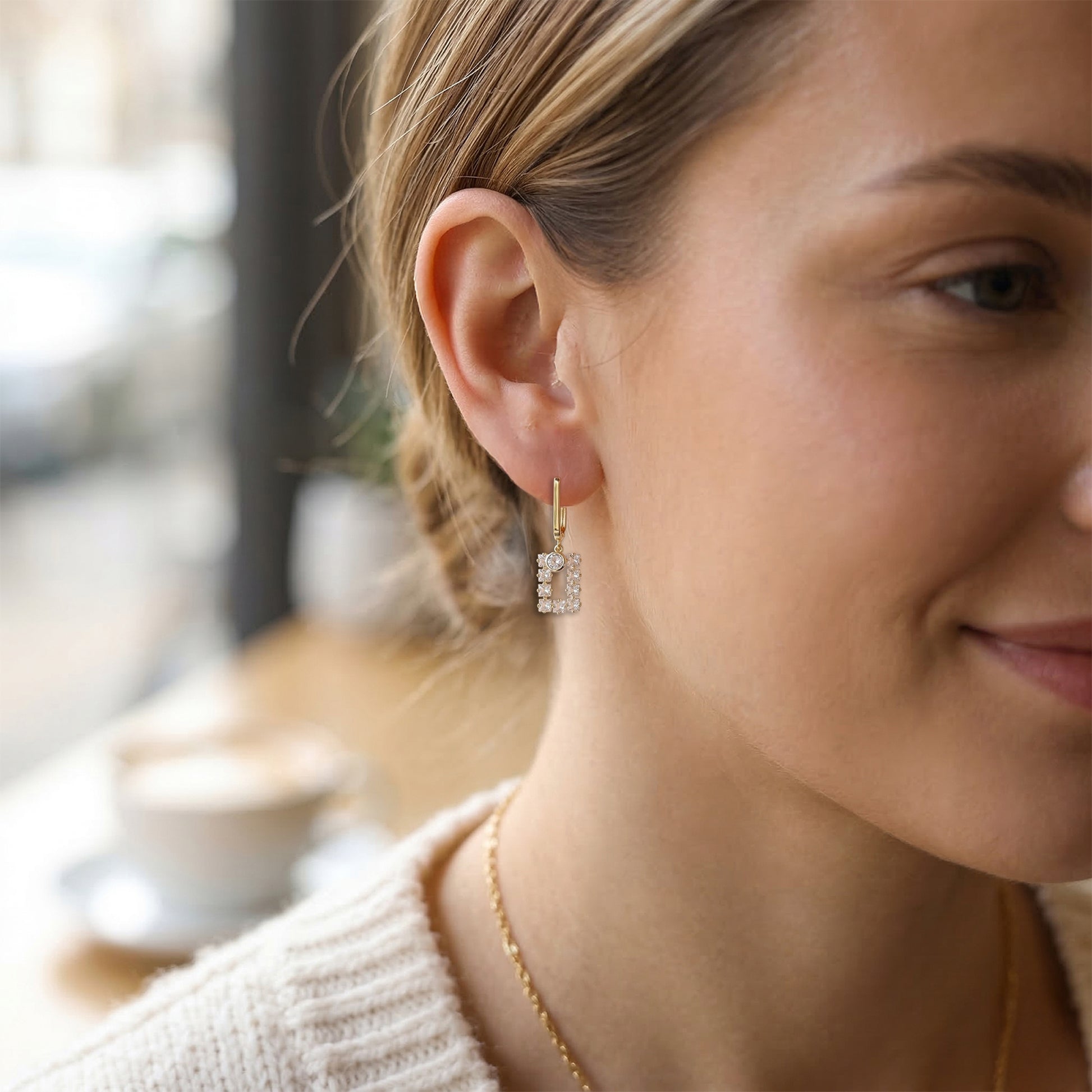 Yellow Chimes zircon asymmetric earrings - elegant evening accessory