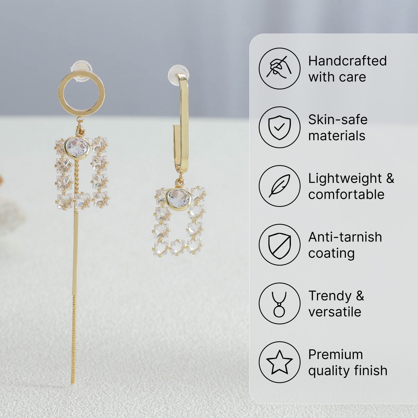 Yellow Chimes gold plated earrings - modern statement jewelry