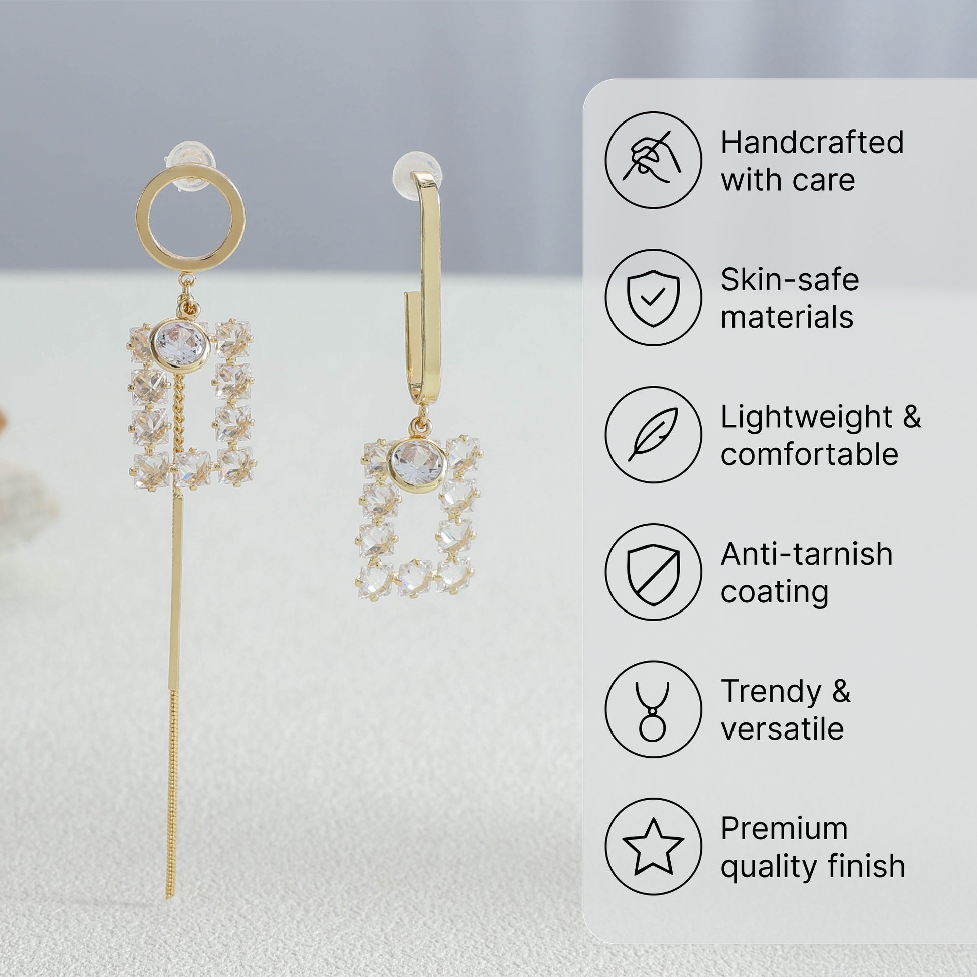 Yellow Chimes gold plated earrings - modern statement jewelry