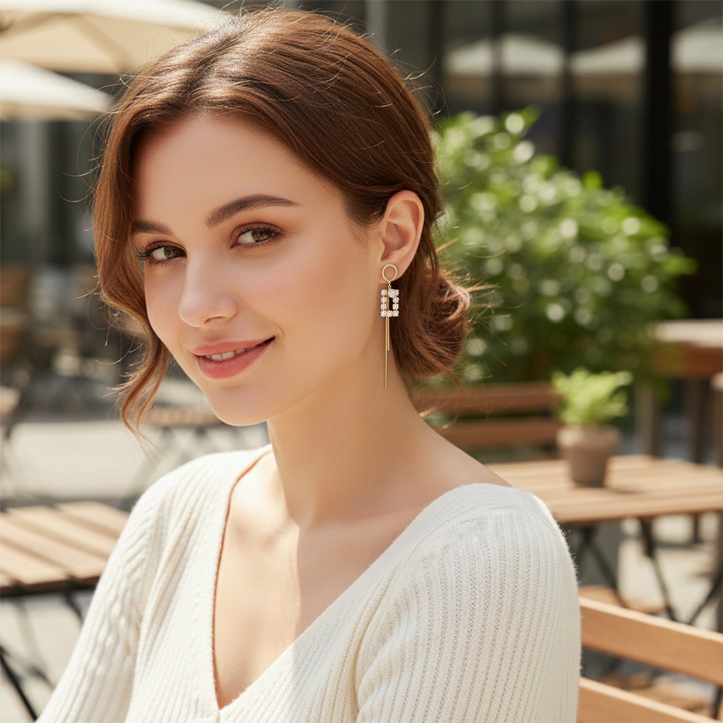 Yellow Chimes crystal detail earrings - chic ensemble addition