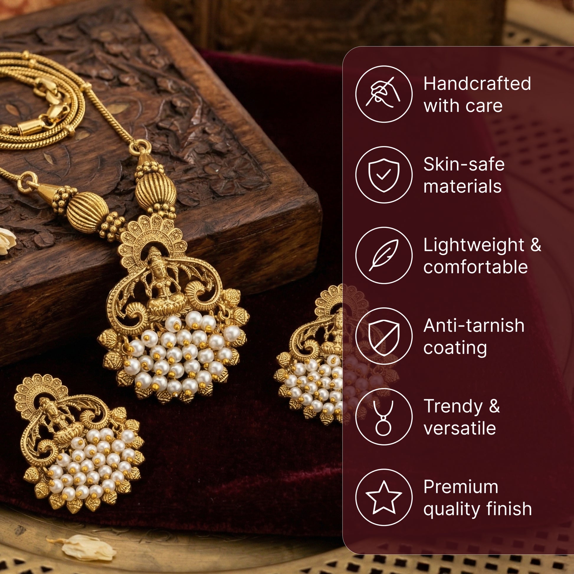 Yellow Chimes goddess motif necklace - festive wear