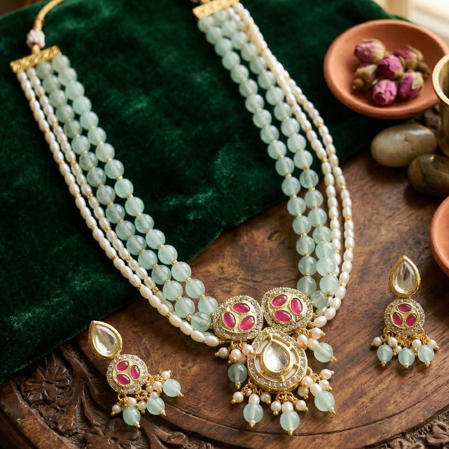Yellow Chimes necklace and earrings set - traditional wear