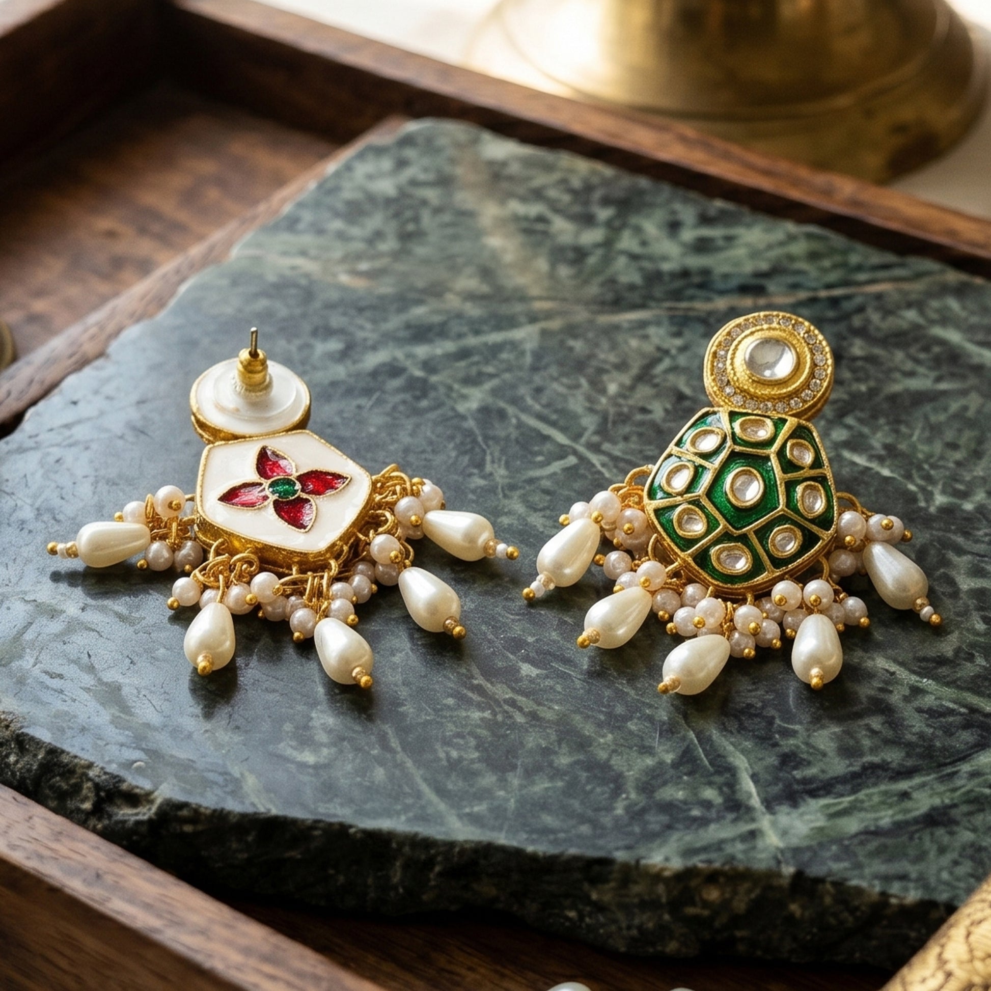 Yellow Chimes Meenakari Earrings - Traditional Jewelry