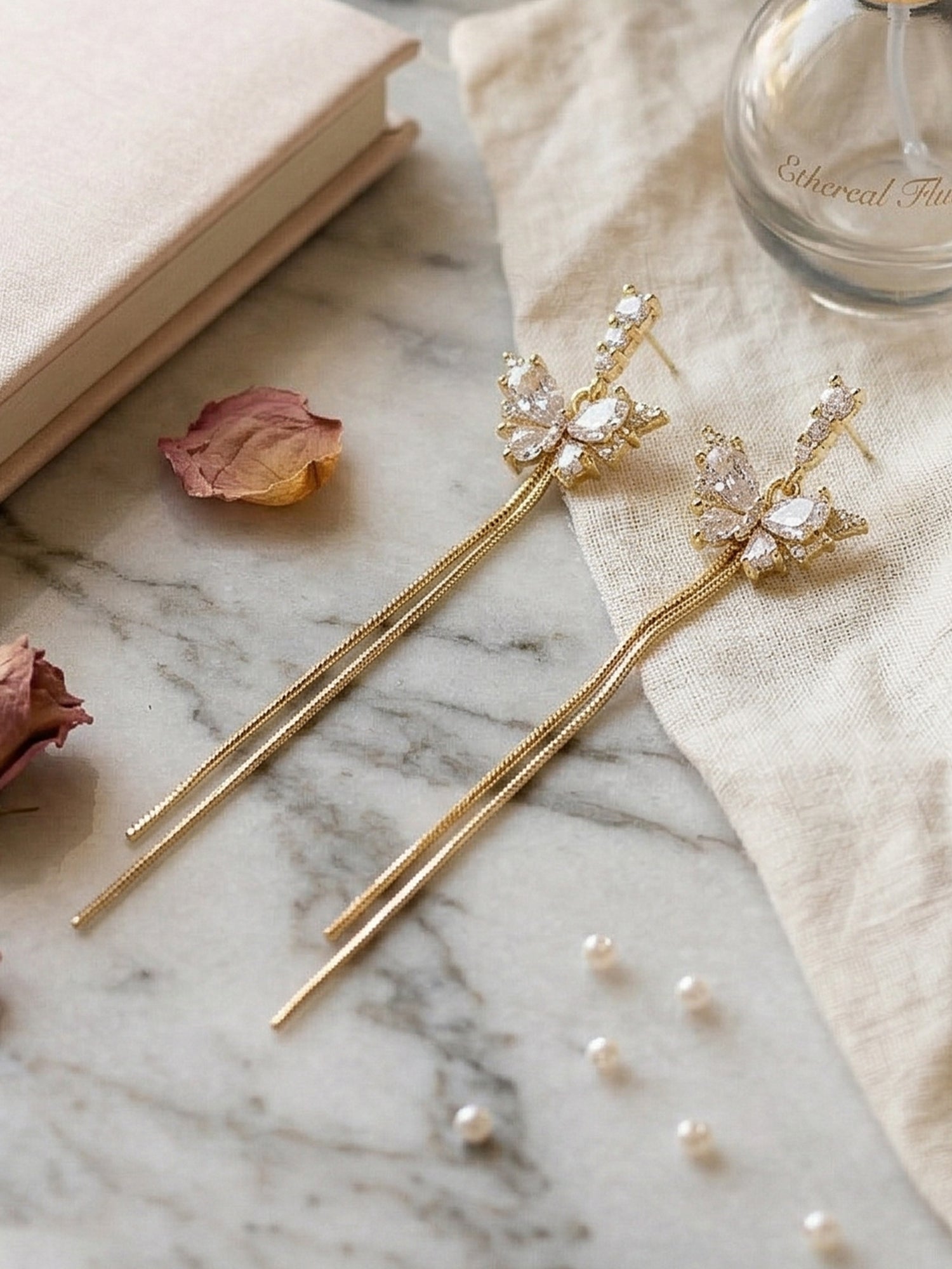 Yellow Chimes long chain earrings - ideal for special occasions